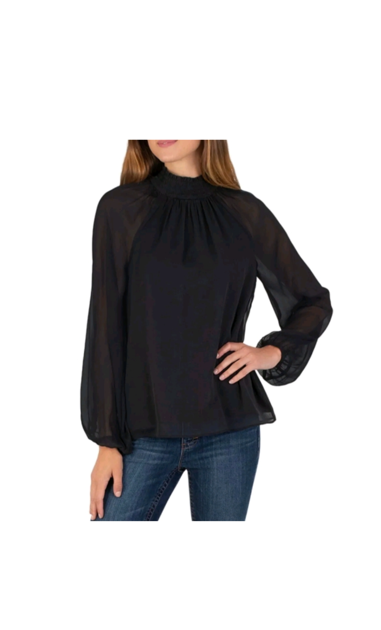Joie Black Mesh Sleeve Blouse- S