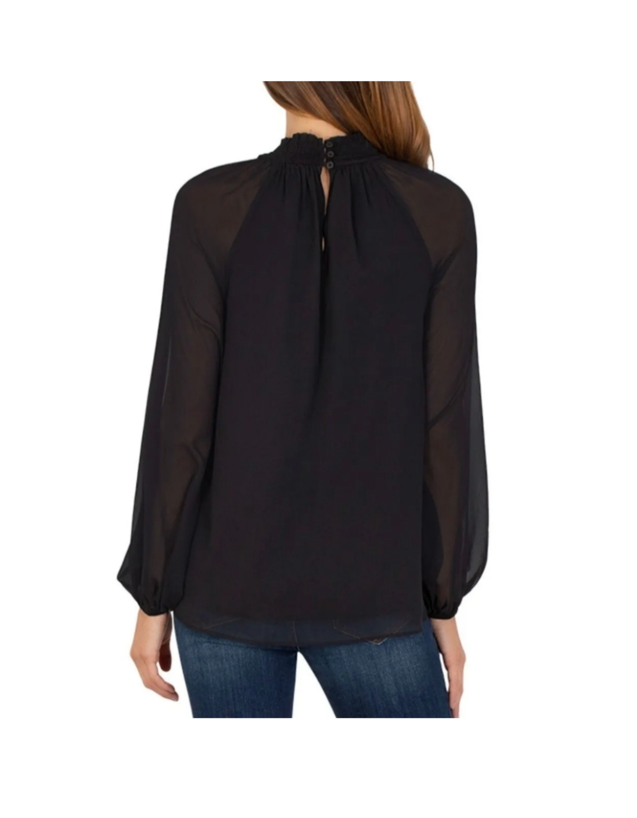Joie Black Mesh Sleeve Blouse- S