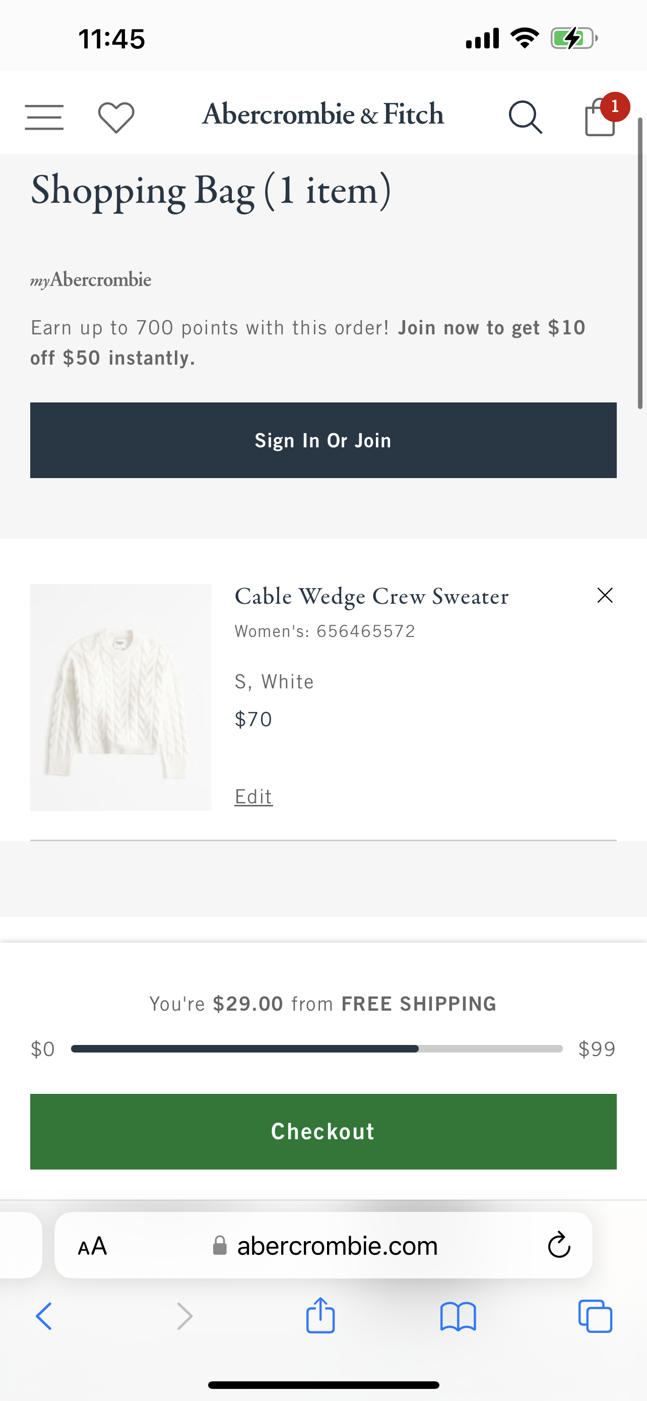 Abercrombie & Fitch Cable Knit Sweater