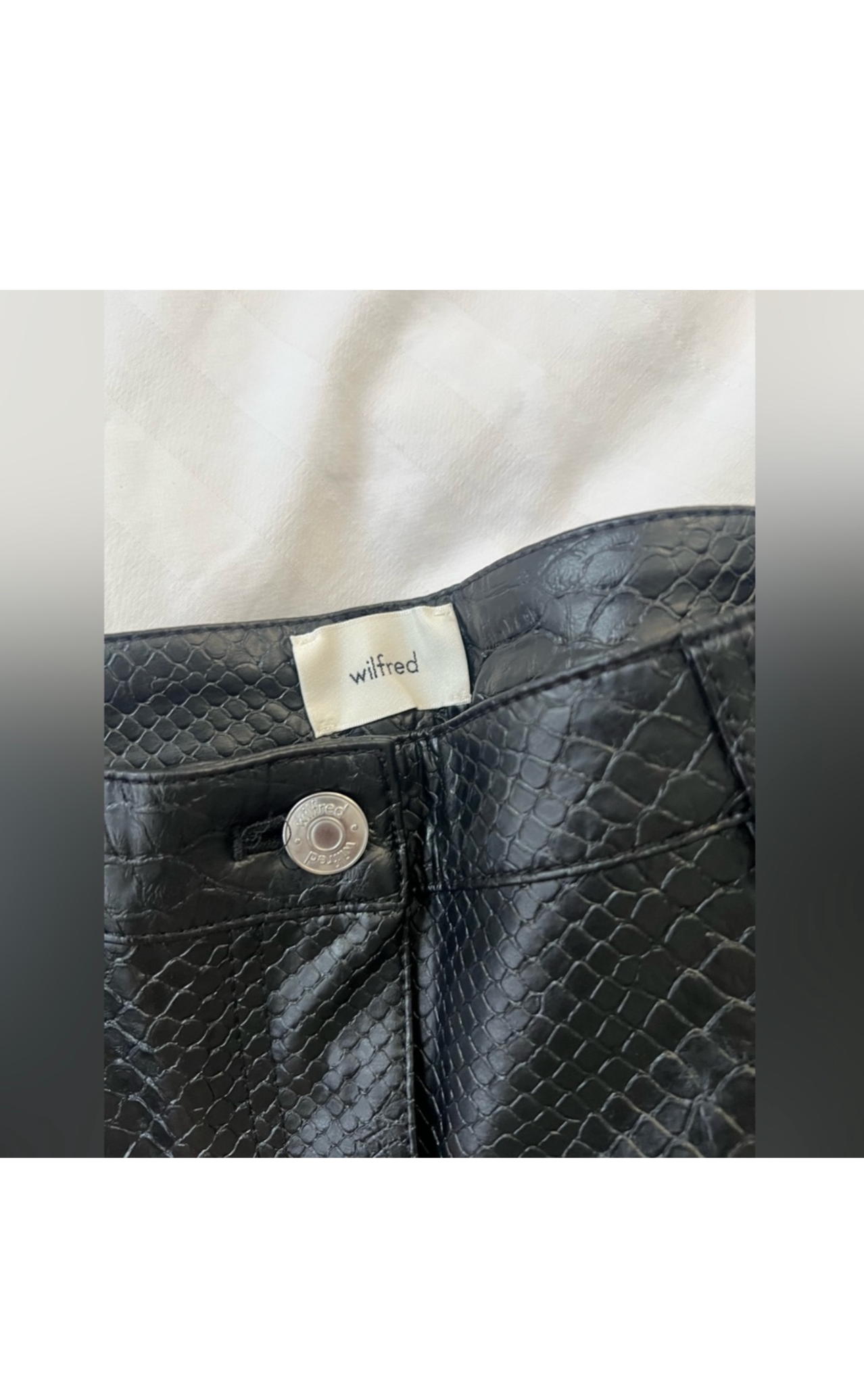 Aritzia Wilfred Free Snakeskin Leather Straight Leg Pants