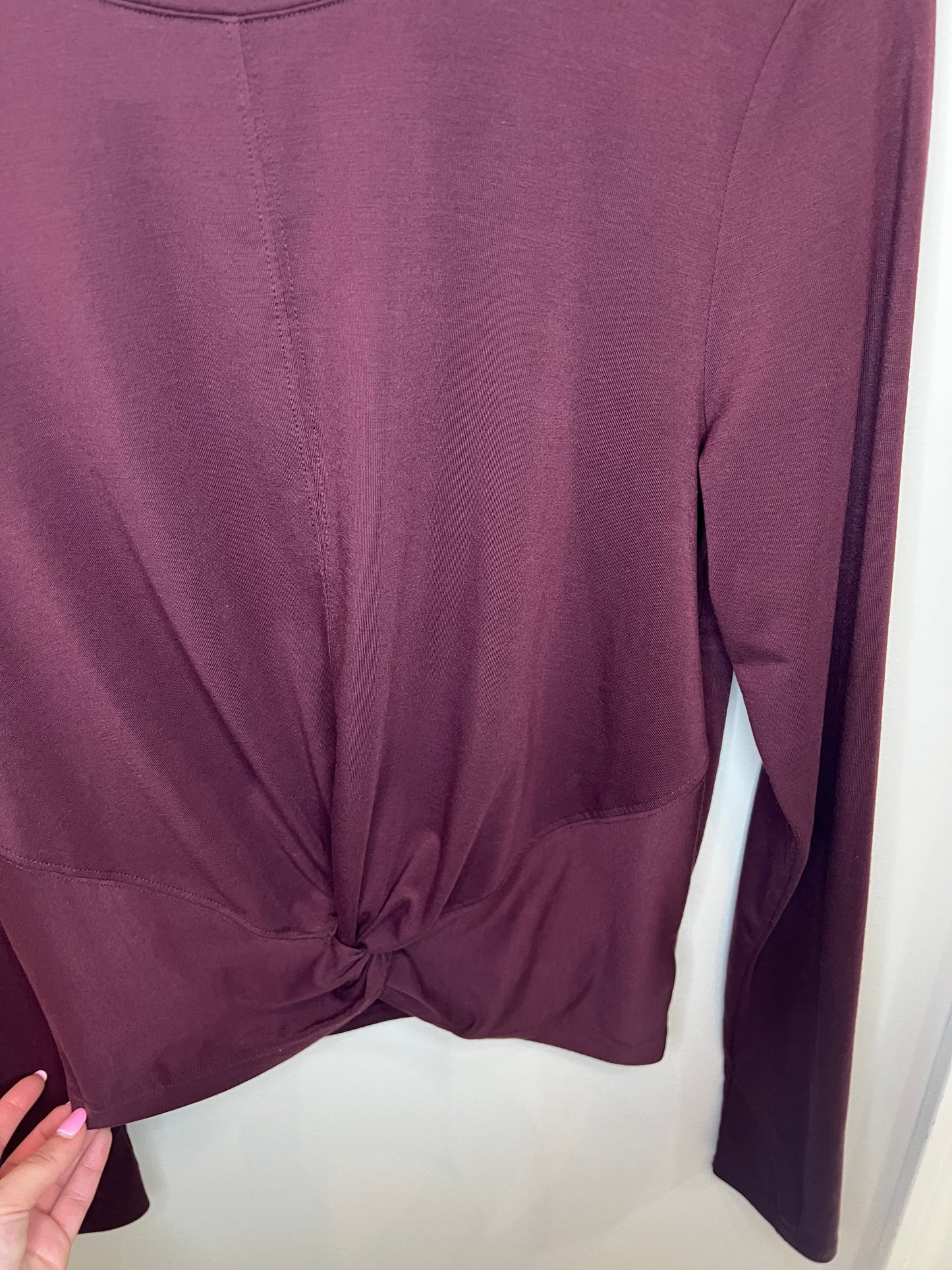 Athleta Maroon Knot Front Long Sleeve