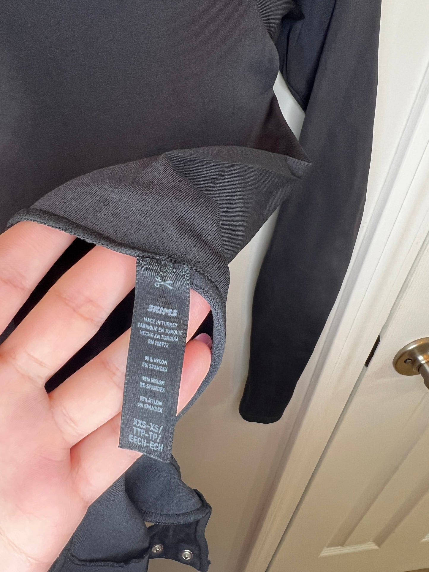 SKIMS Black Scoopneck Long Sleeve Bodysuit