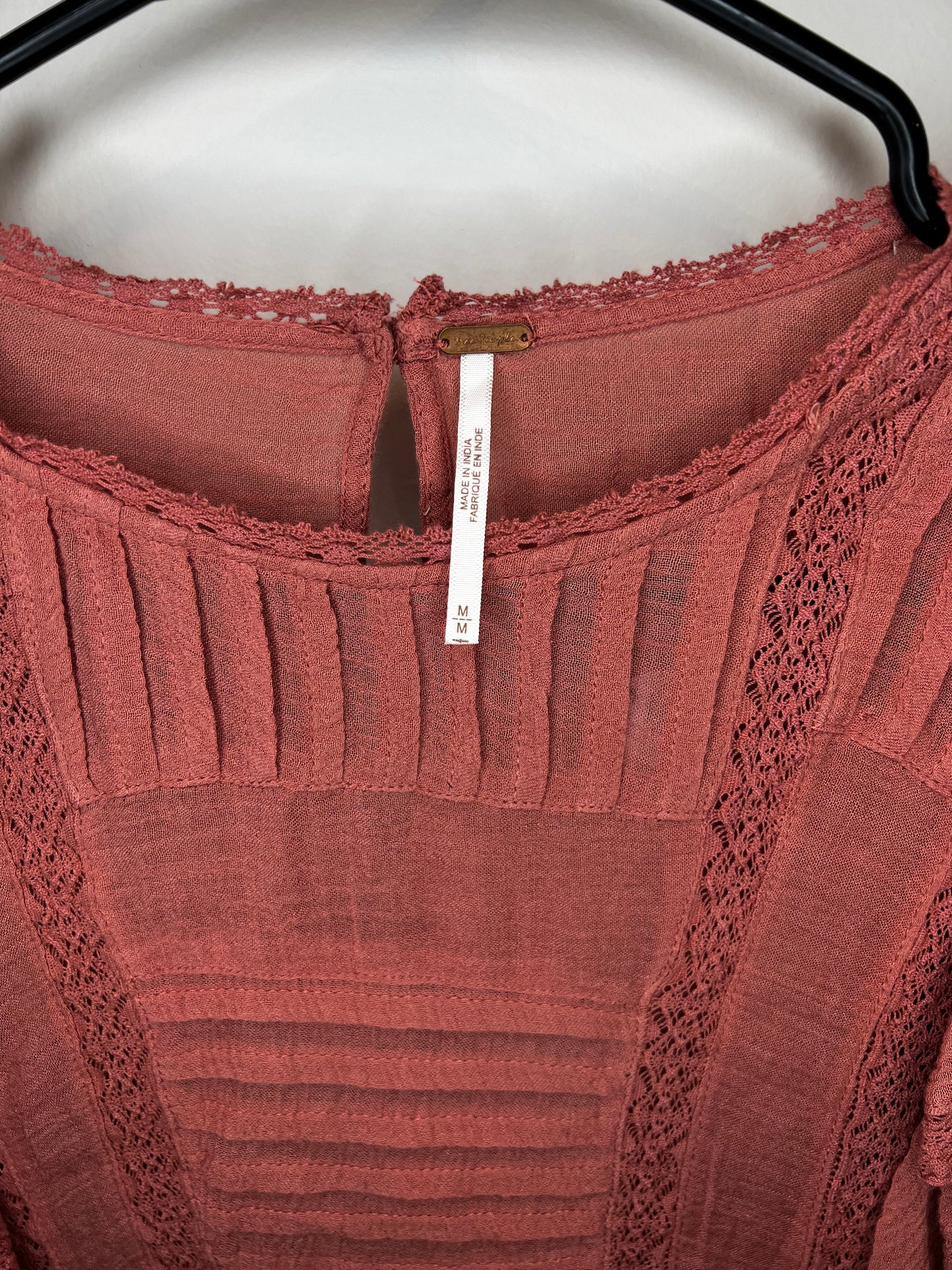 Free People Pink Ruffle Long Sleeve