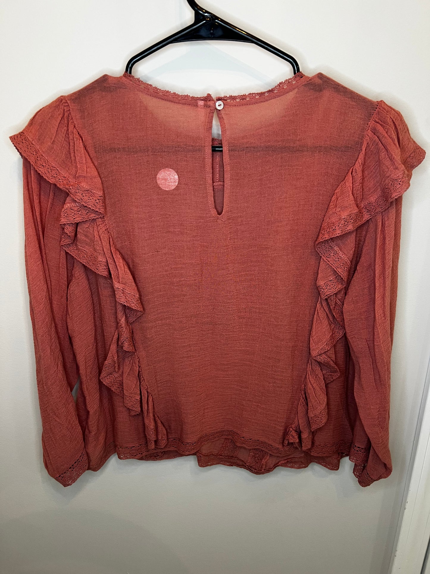 Free People Pink Ruffle Long Sleeve
