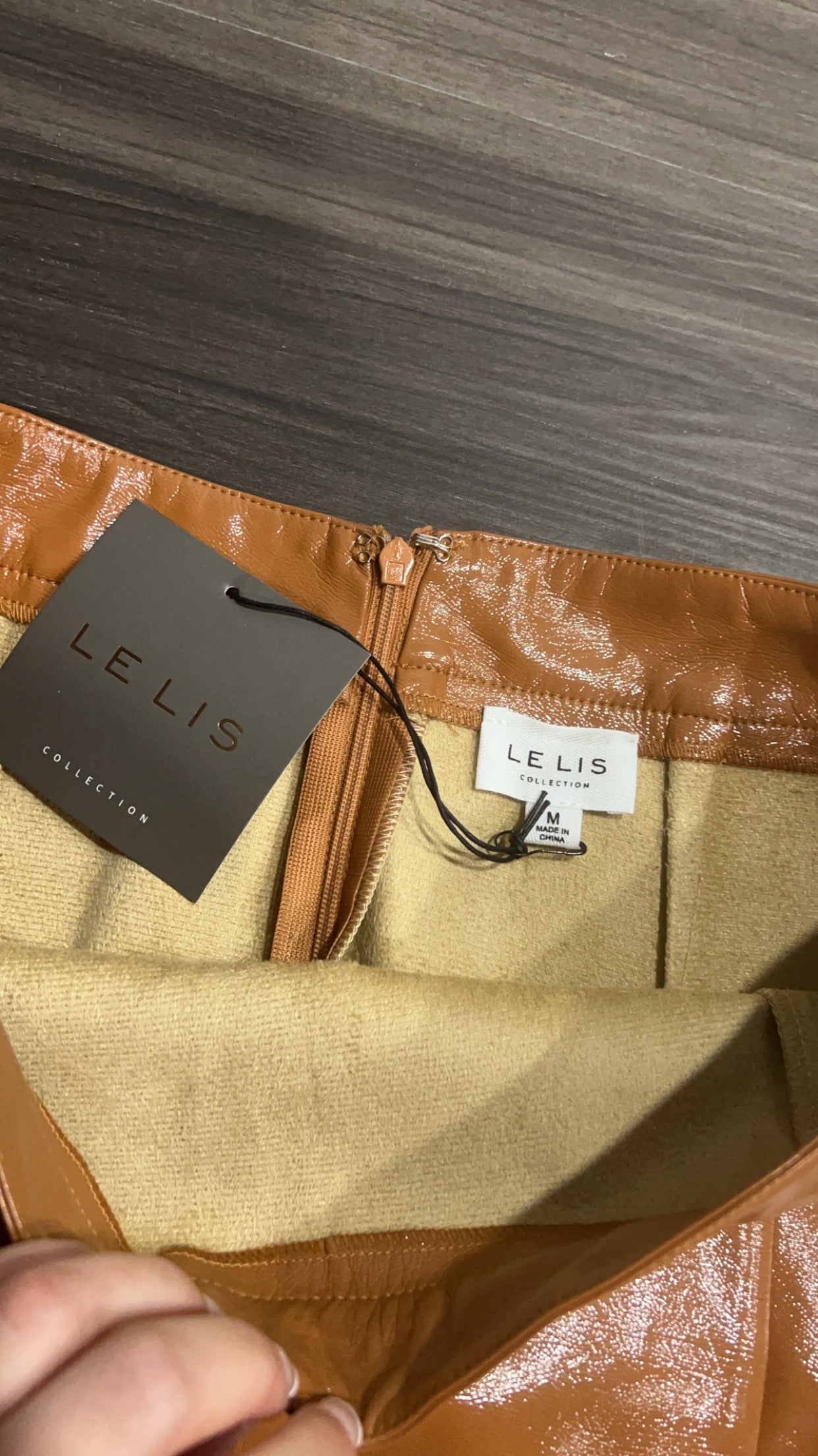Le Lis Brown Pleather Skirt