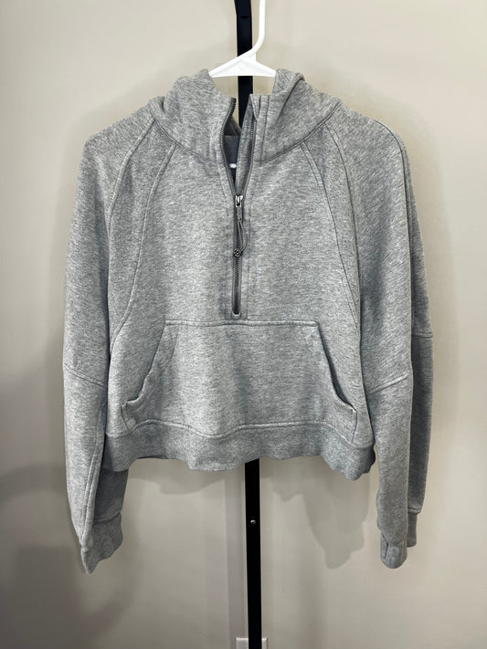 Lululemon Gray Hooded Quarter Zip Scuba- M/L