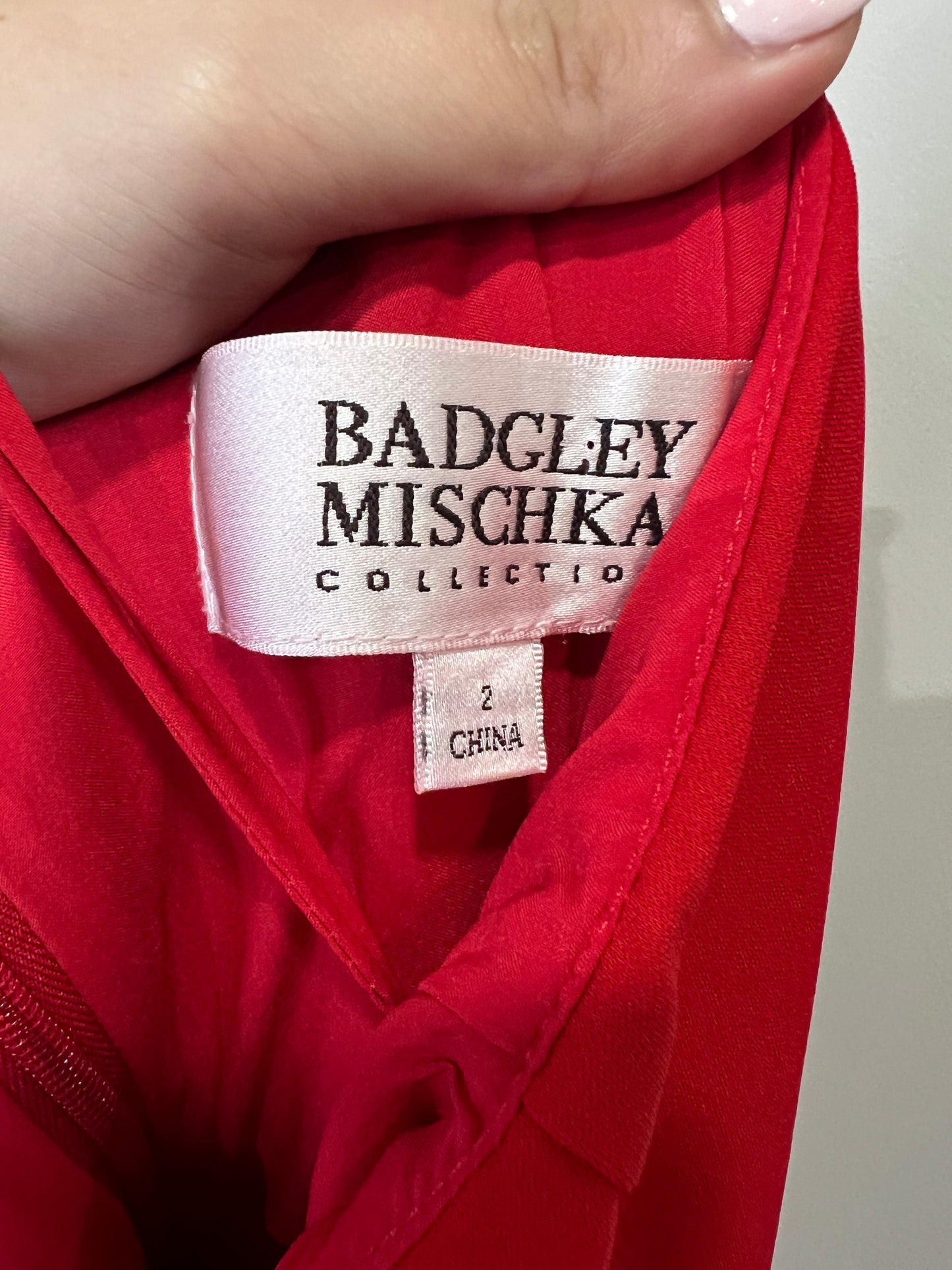 Badgley Mischka Red High Neck Maxi Dress- Sz 2