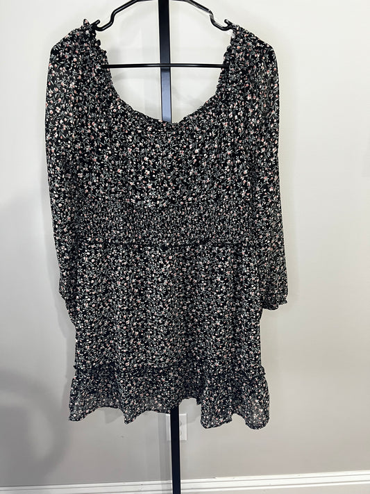 Indulge Black Floral Long Sleeve Dress- XL