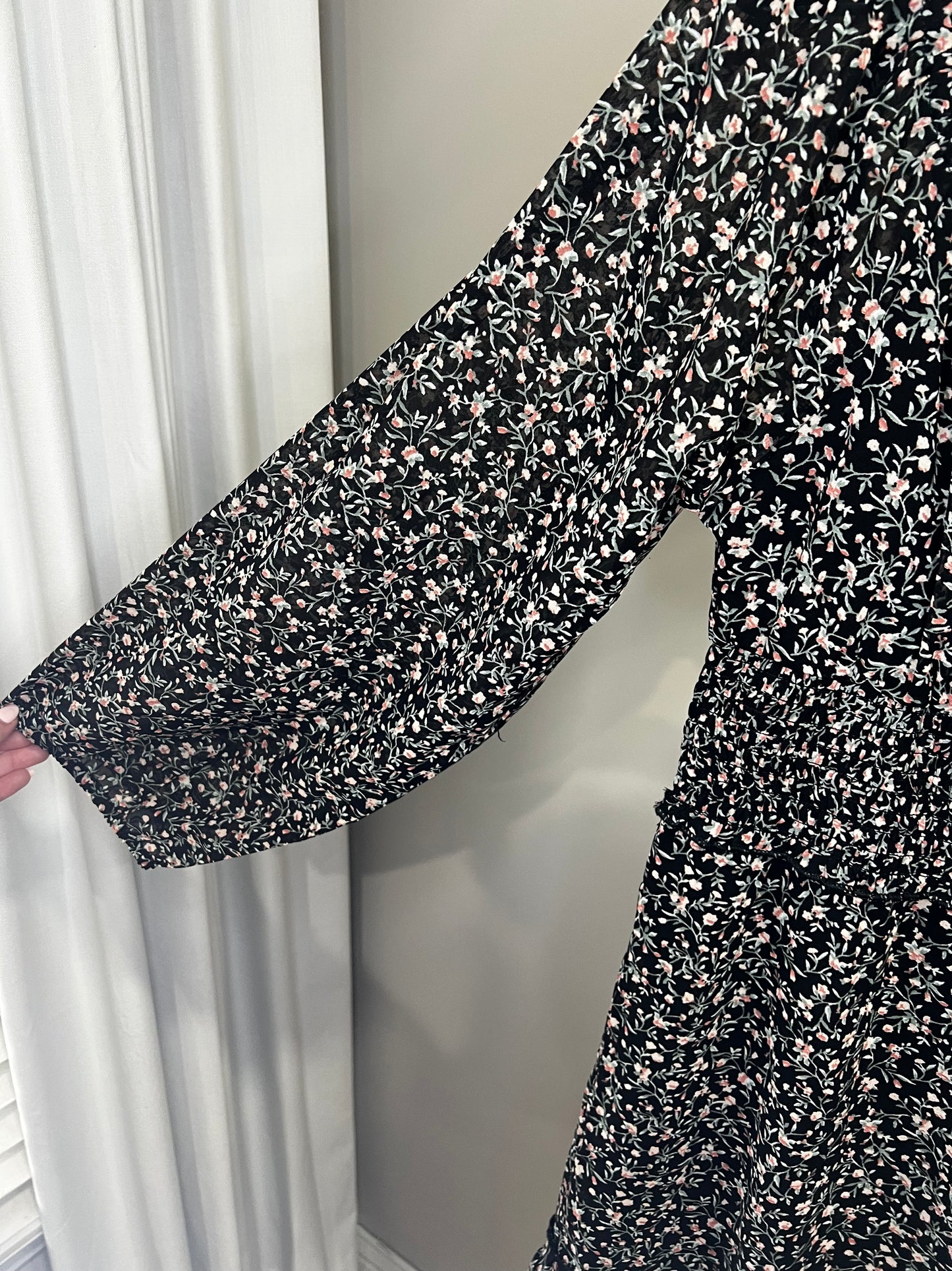 Indulge Black Floral Long Sleeve Dress- XL