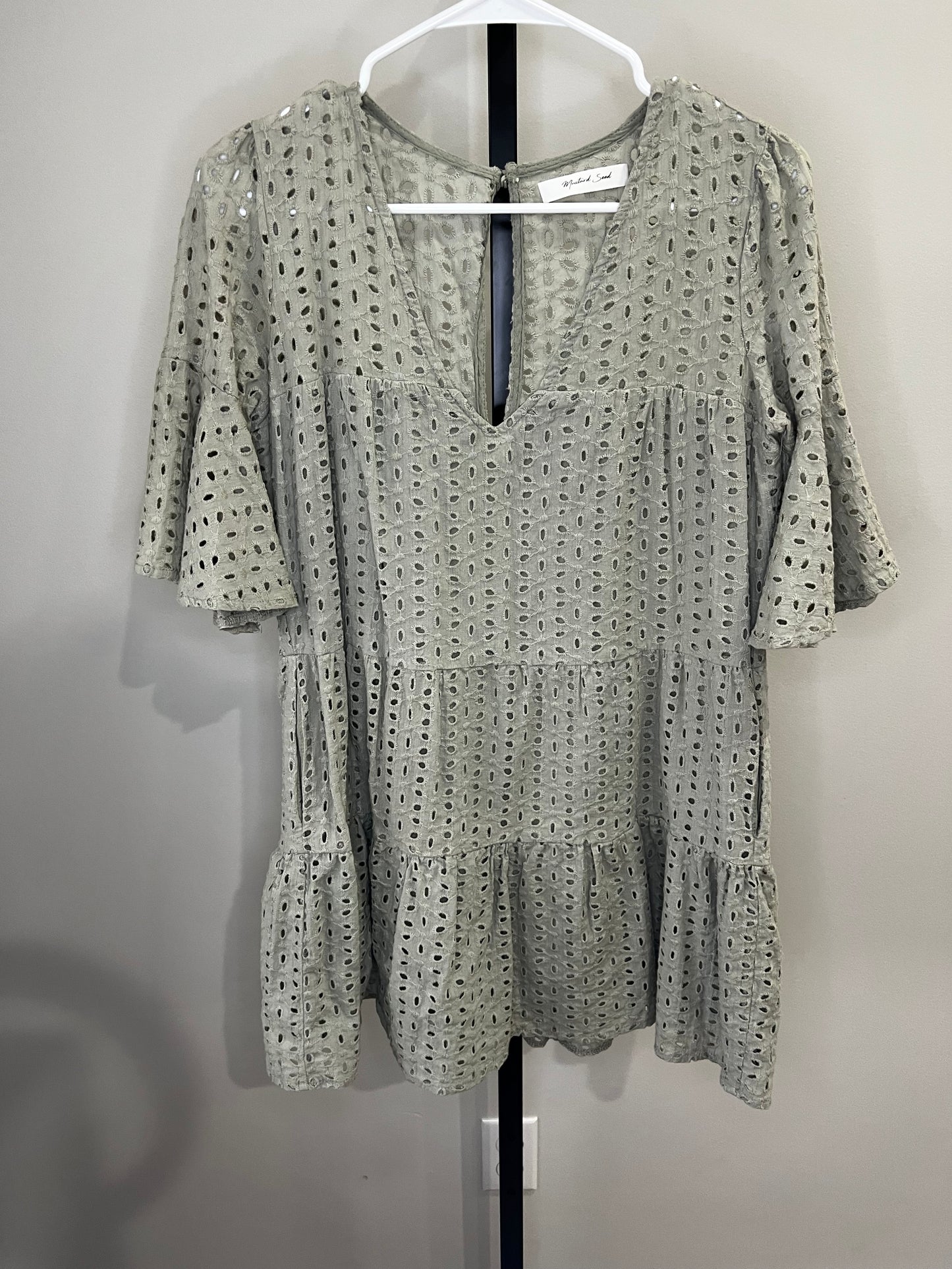 Mustard Seed Eyelet Lace Dress- S/M
