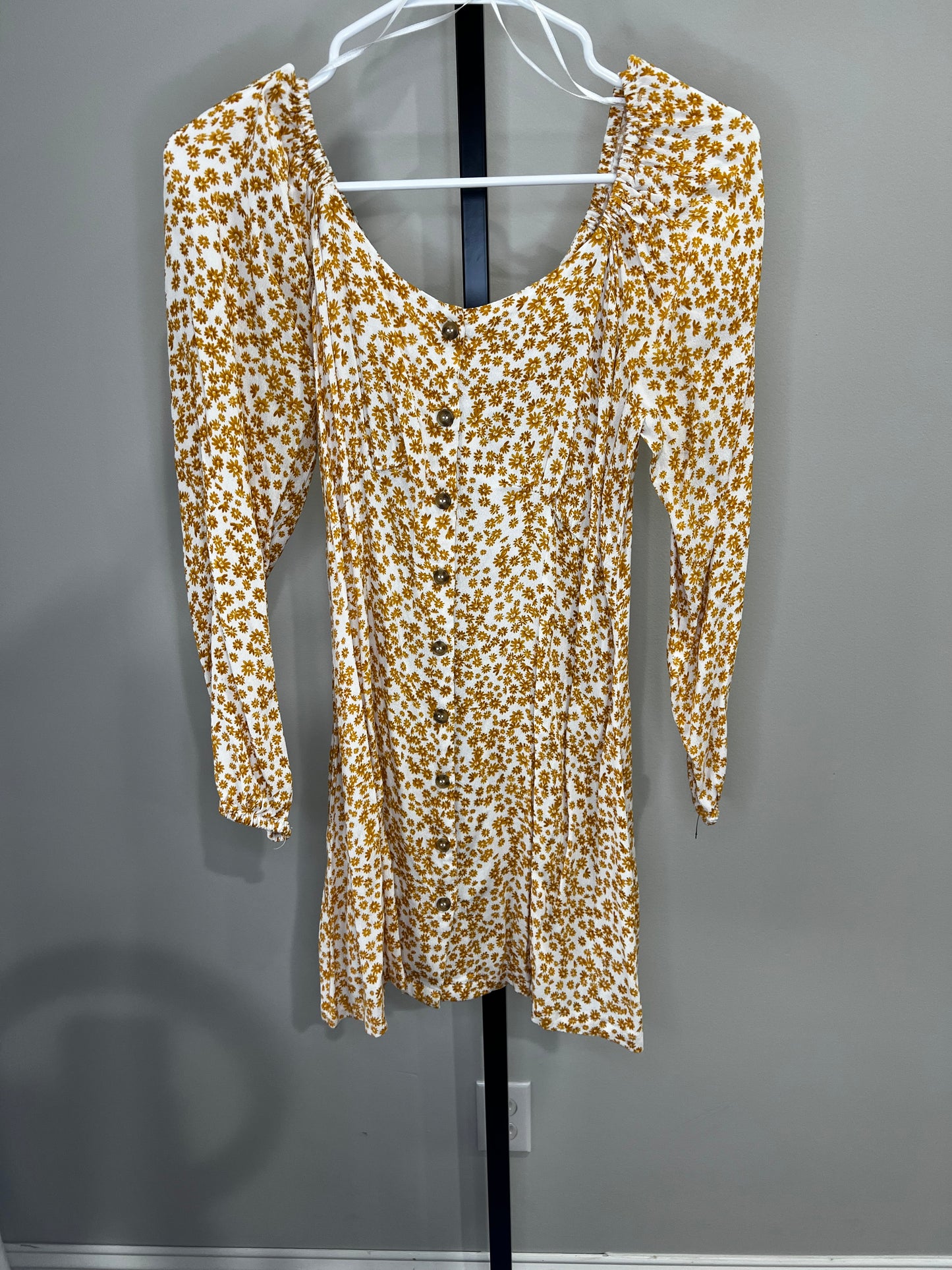 Cotton On Floral Long Sleeve Button Front Dress- Small