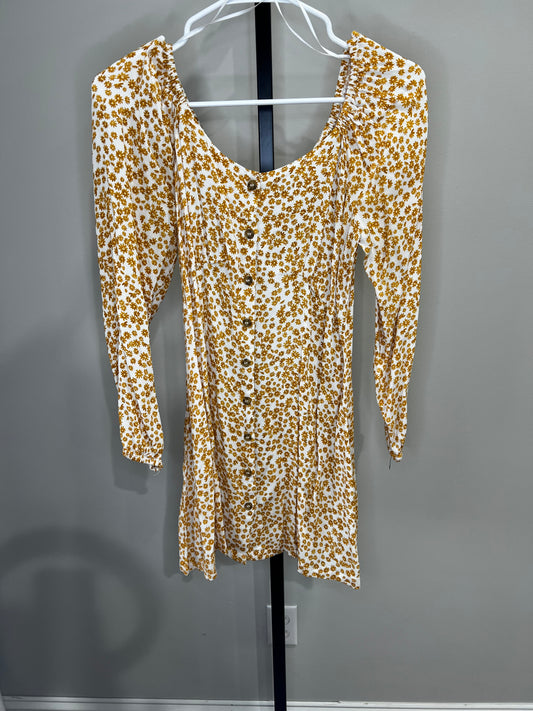 Cotton On Floral Long Sleeve Button Front Dress- Small