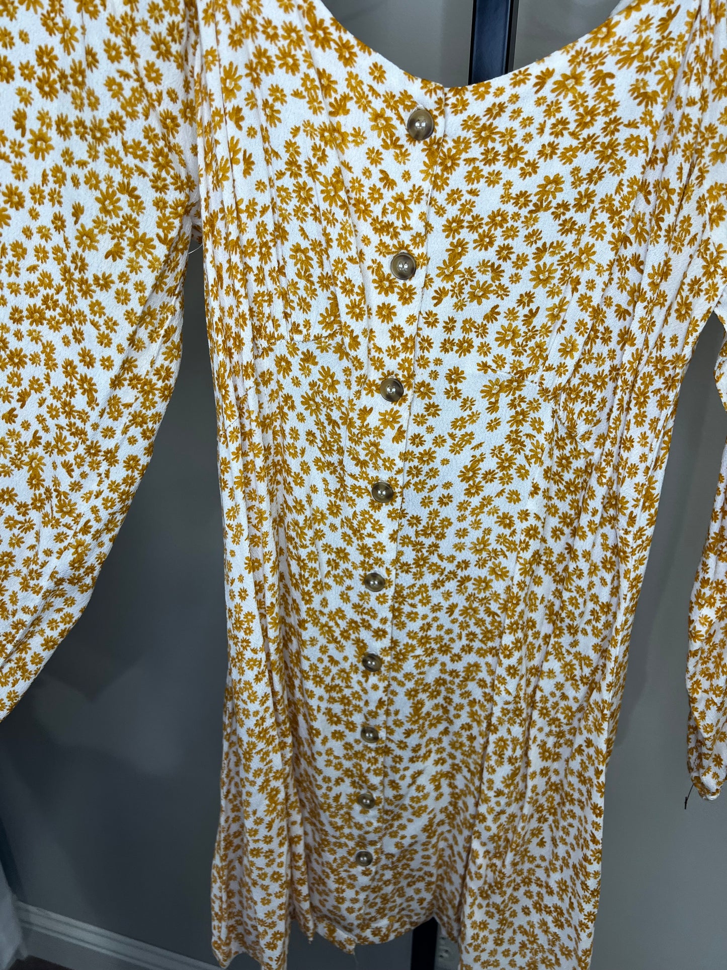 Cotton On Floral Long Sleeve Button Front Dress- Small