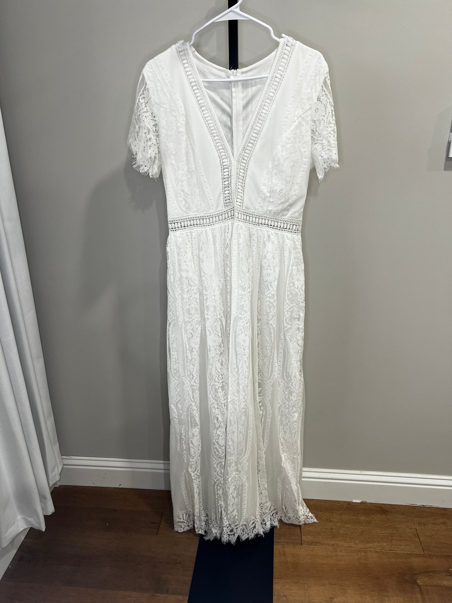 White Lace Maxi Dress- Medium