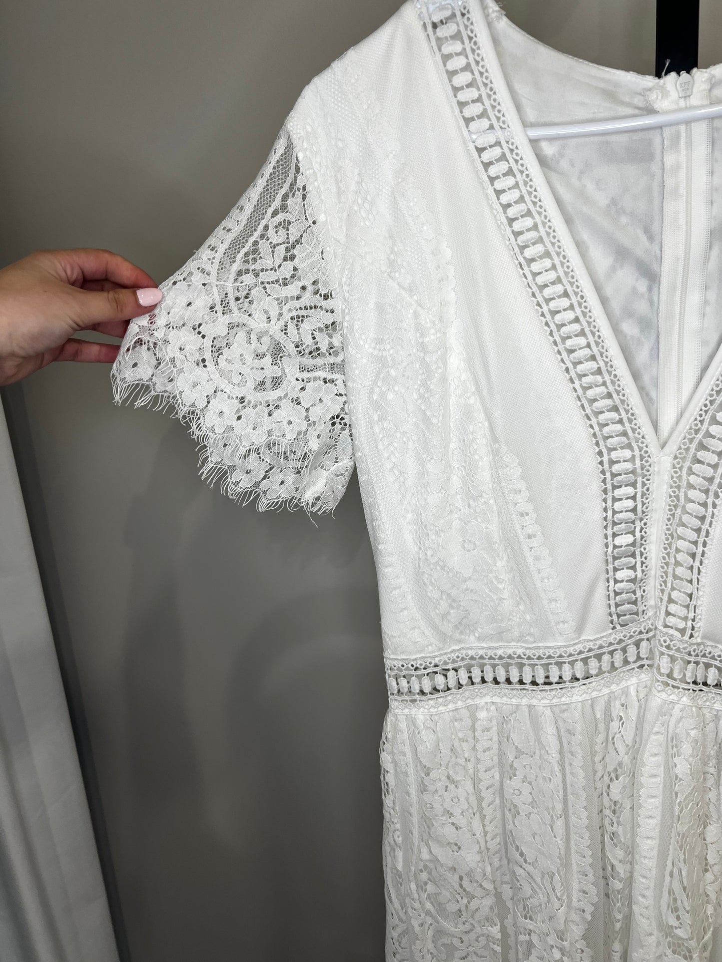 White Lace Maxi Dress- Medium