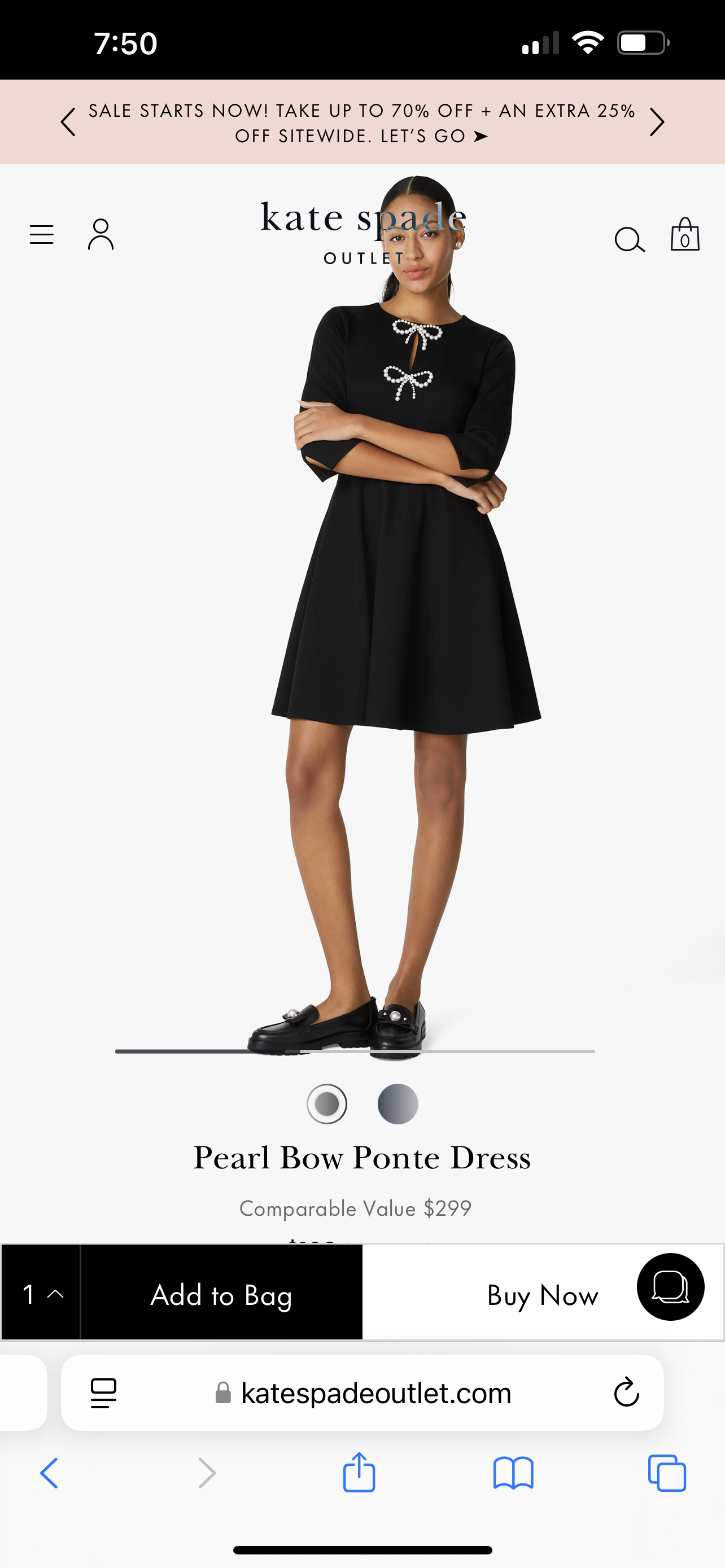 Kate Spade Pearl Bow Dress- XS