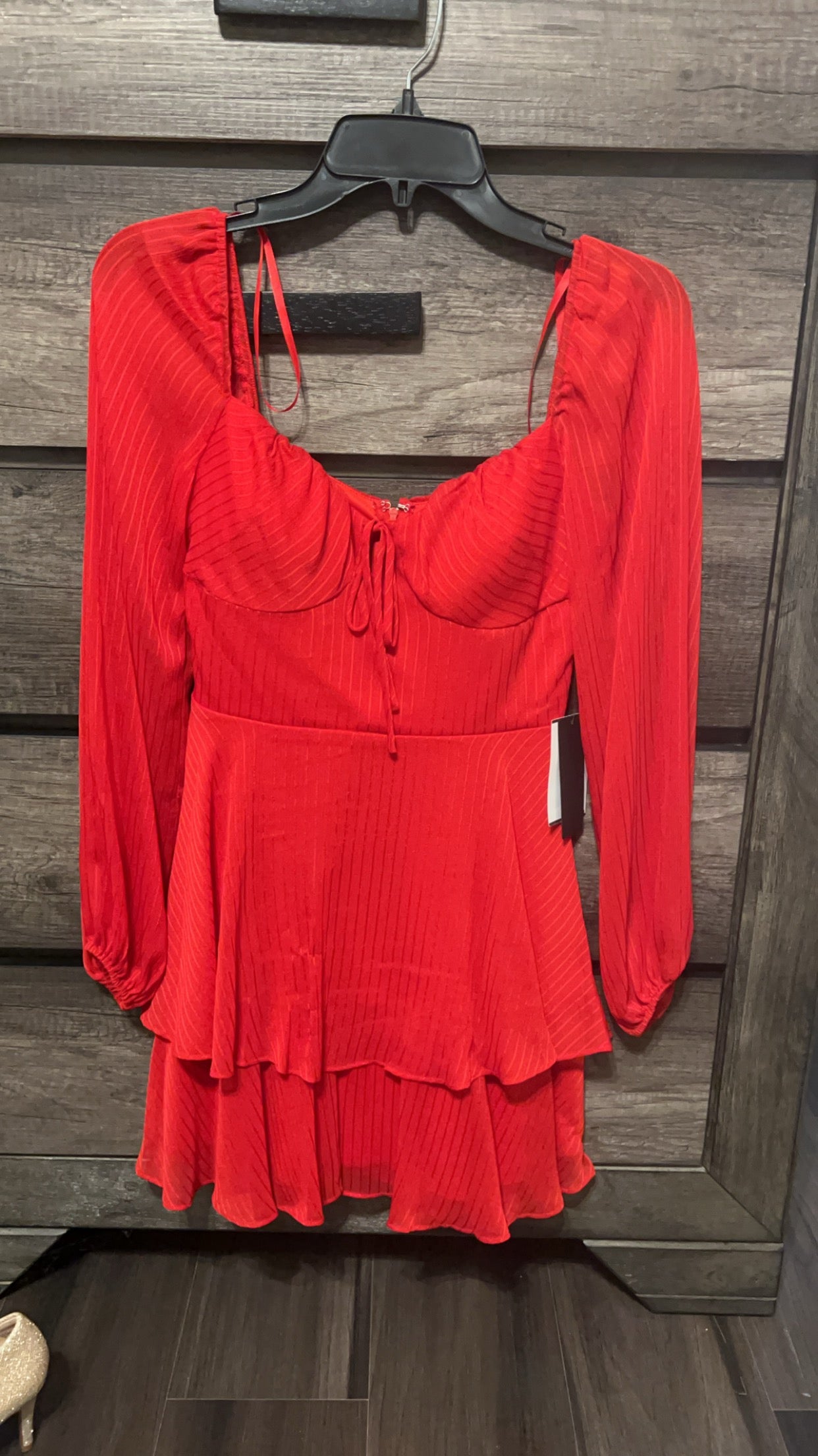 City Vibe Red Long Sleeve Dress