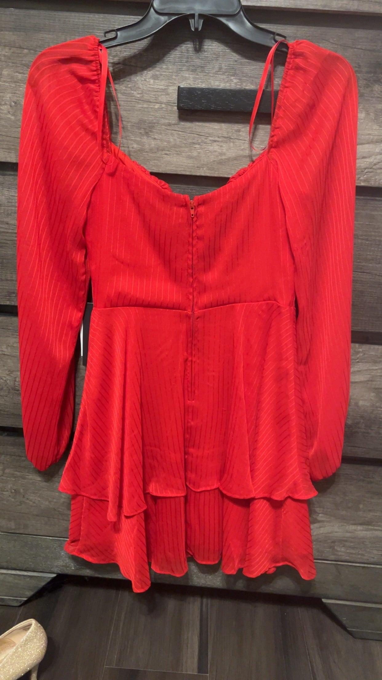 City Vibe Red Long Sleeve Dress