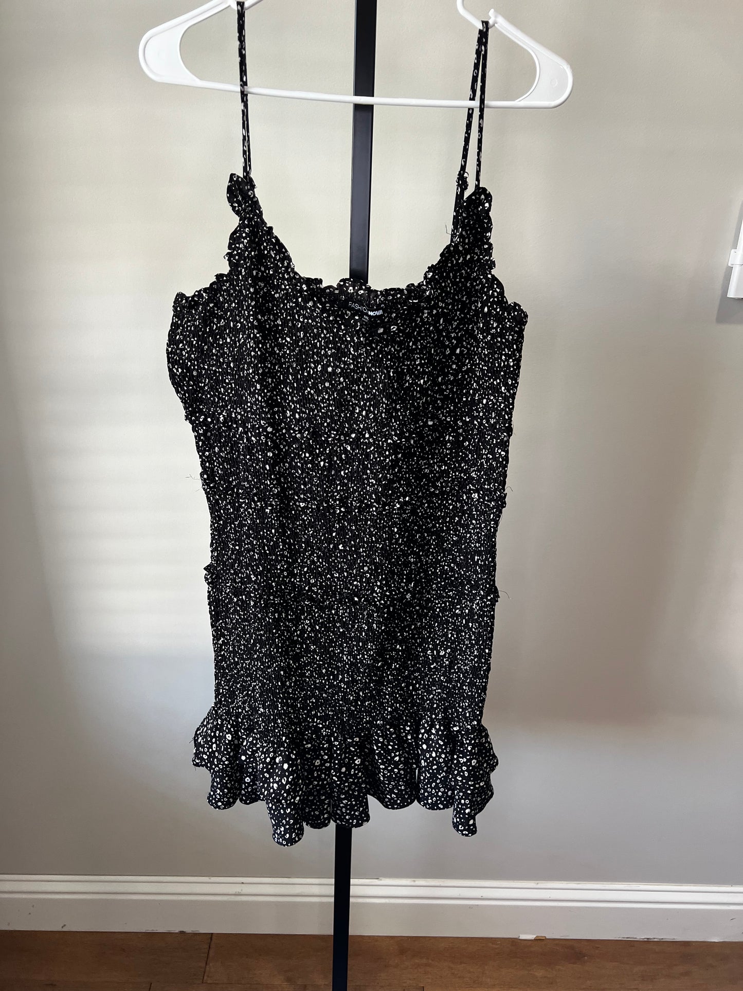 Black Smocked Mini Dress- Sz XL