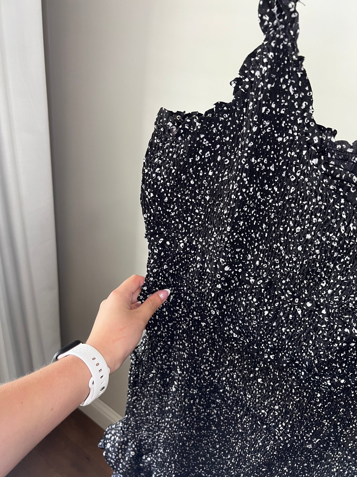Black Smocked Mini Dress- Sz XL