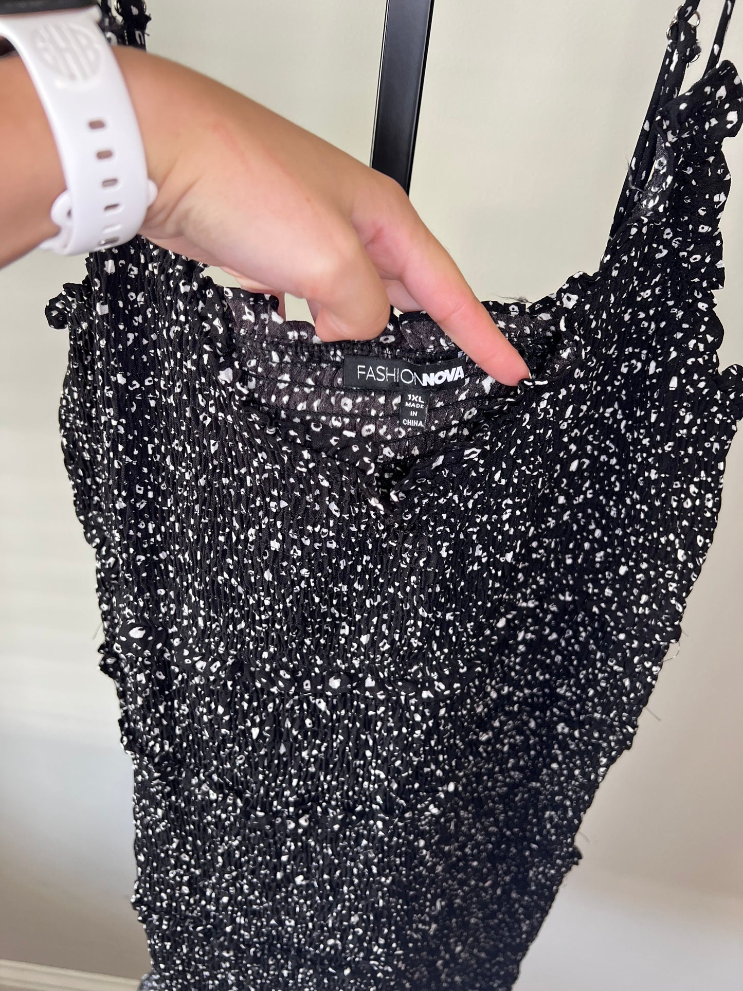 Black Smocked Mini Dress- Sz XL