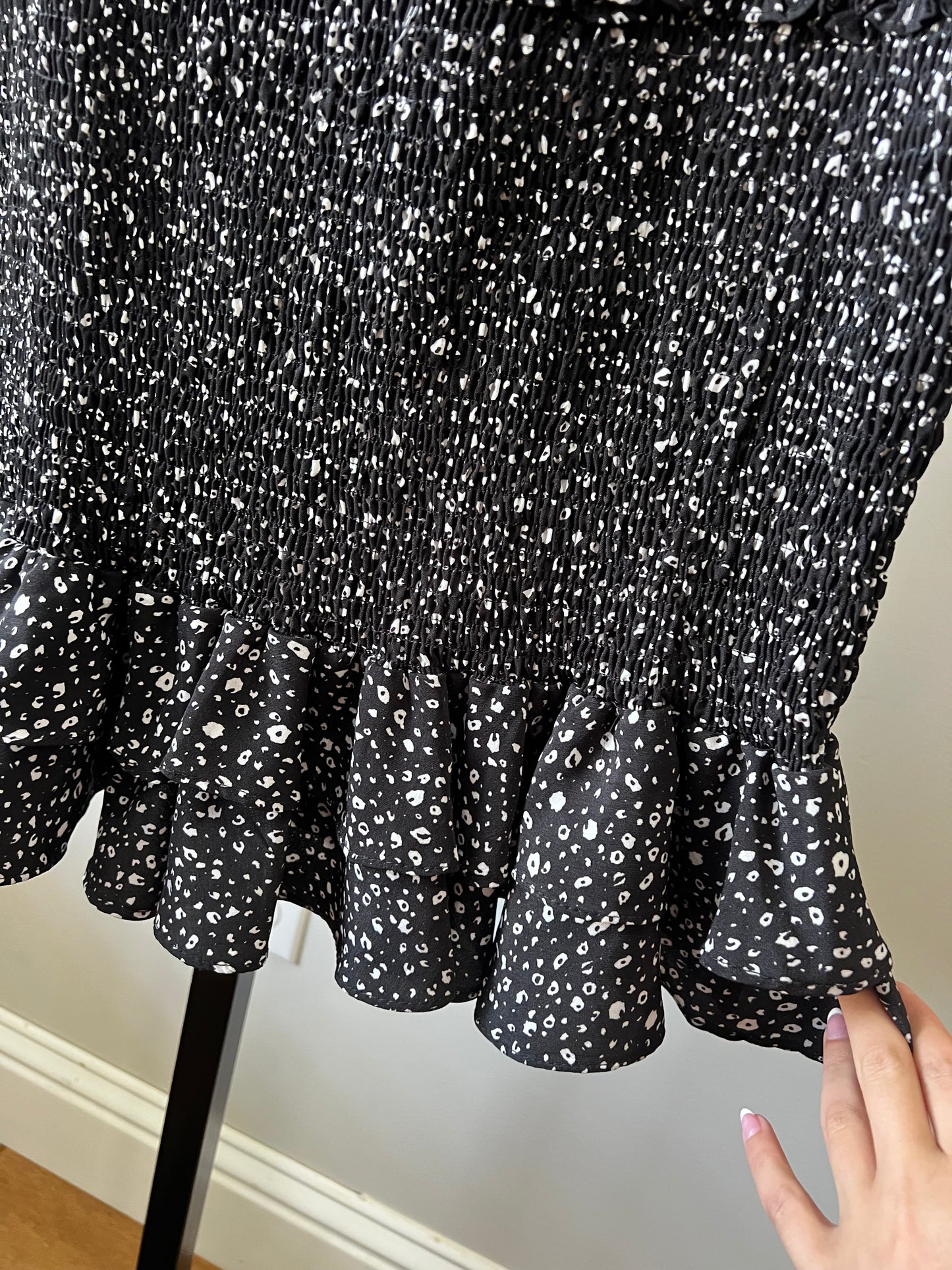 Black Smocked Mini Dress- Sz XL