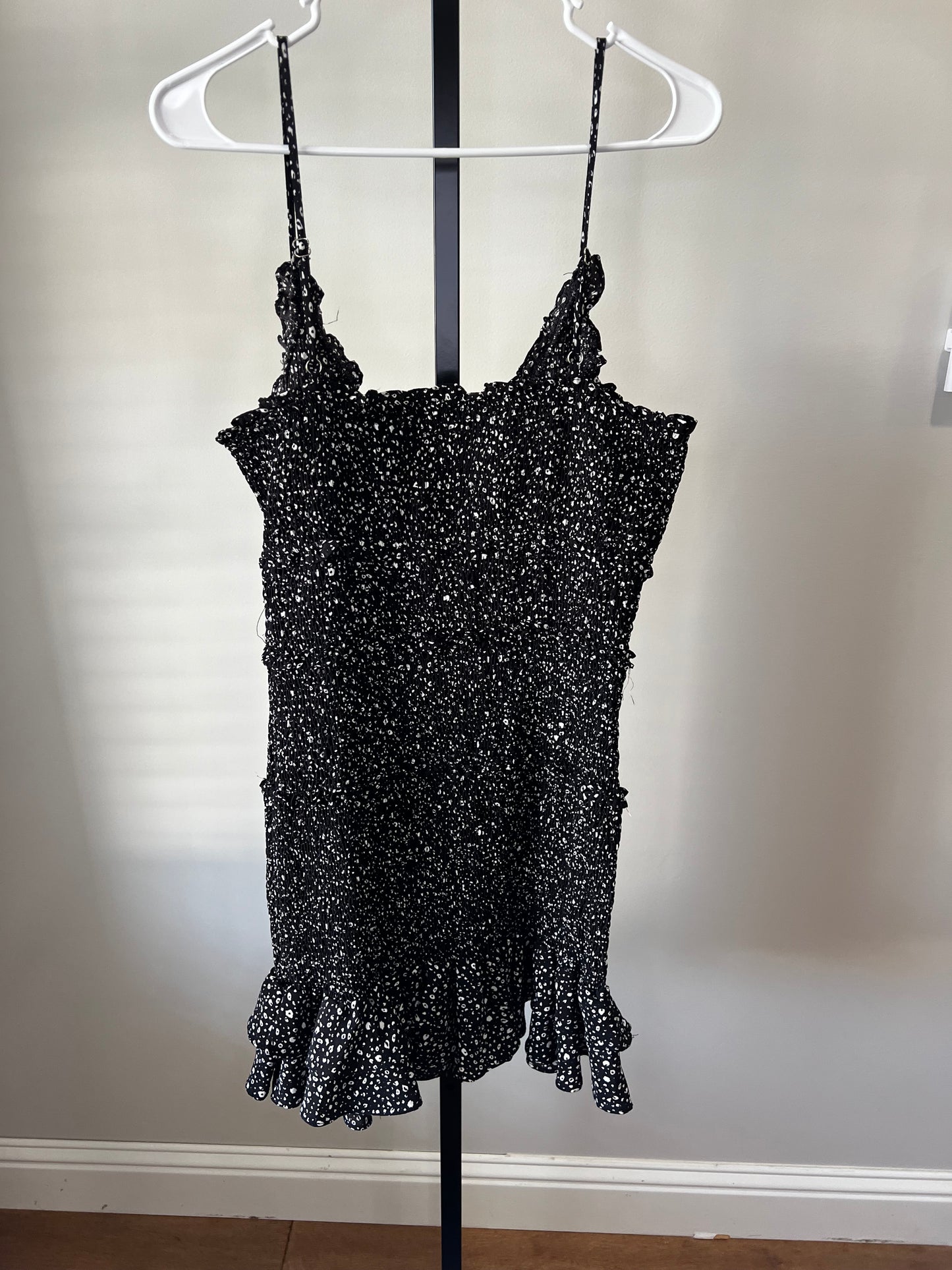 Black Smocked Mini Dress- Sz XL