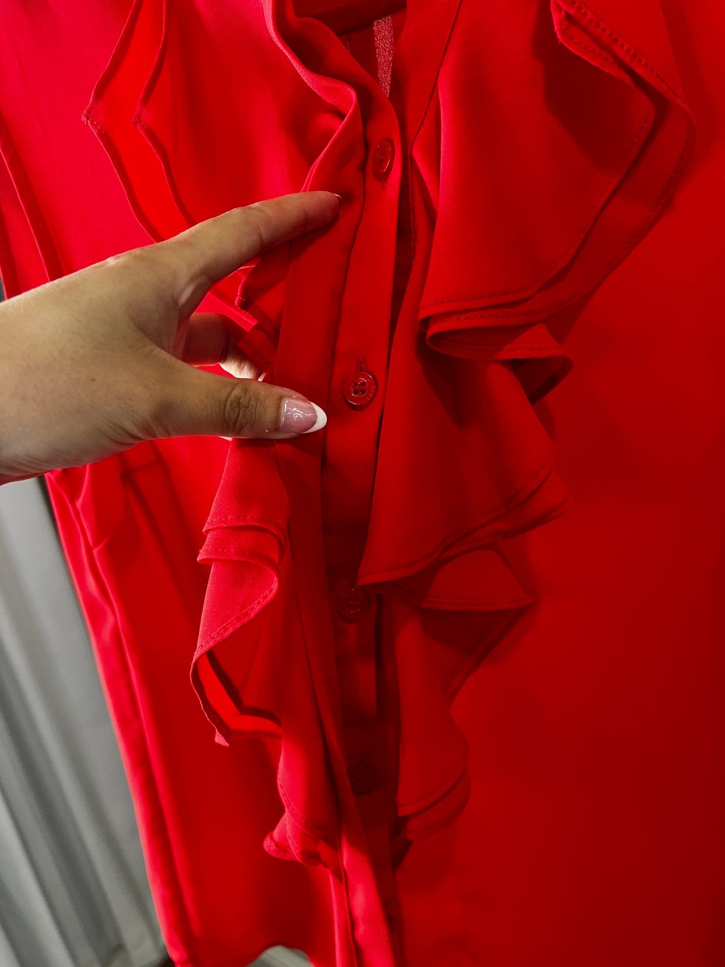 Karl Lagerfeld Red Ruffle Top- Sz L