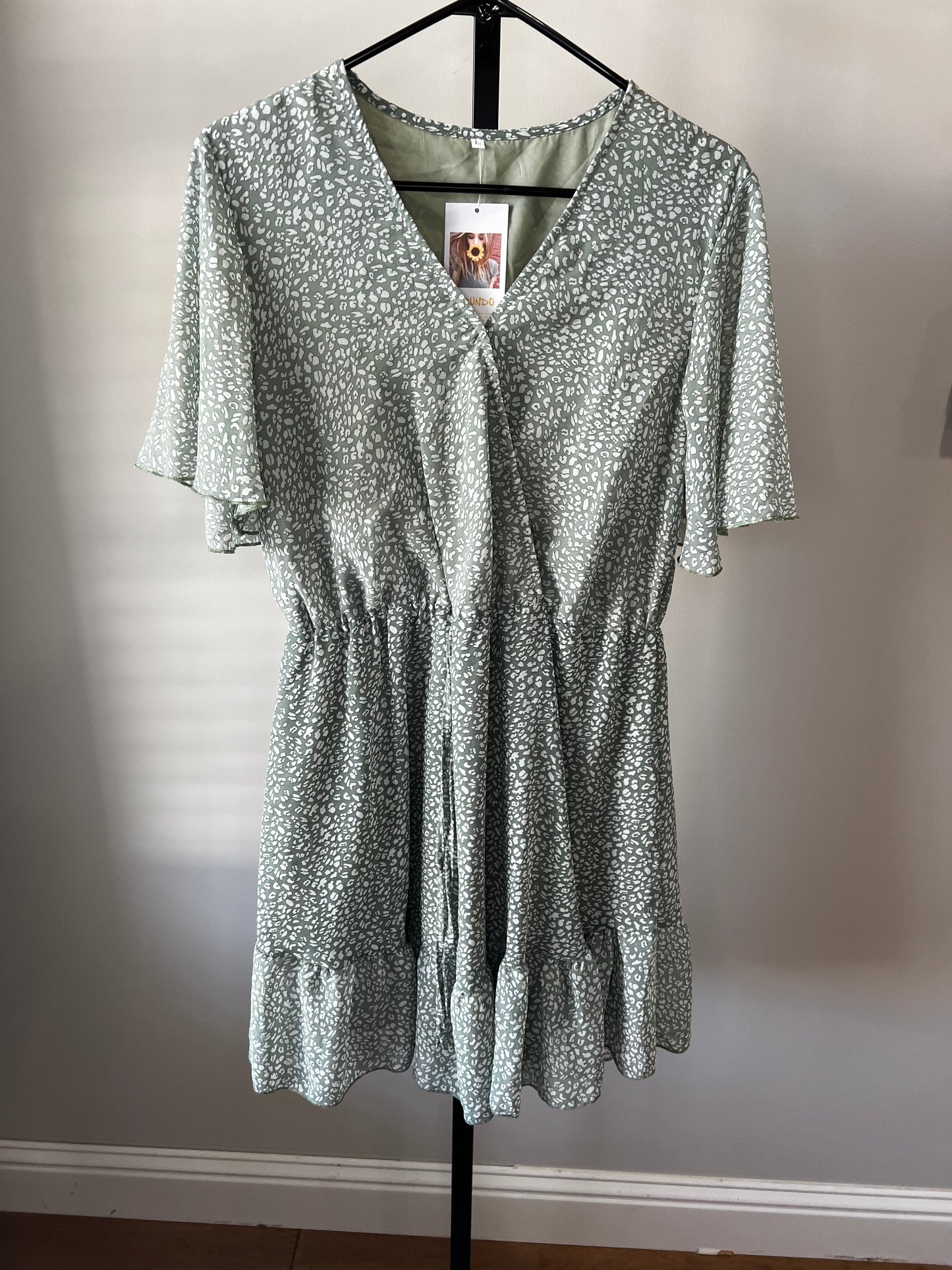 Sage Leopard Print Dress- Sz L