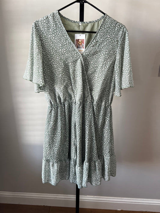 Sage Leopard Print Dress- Sz L