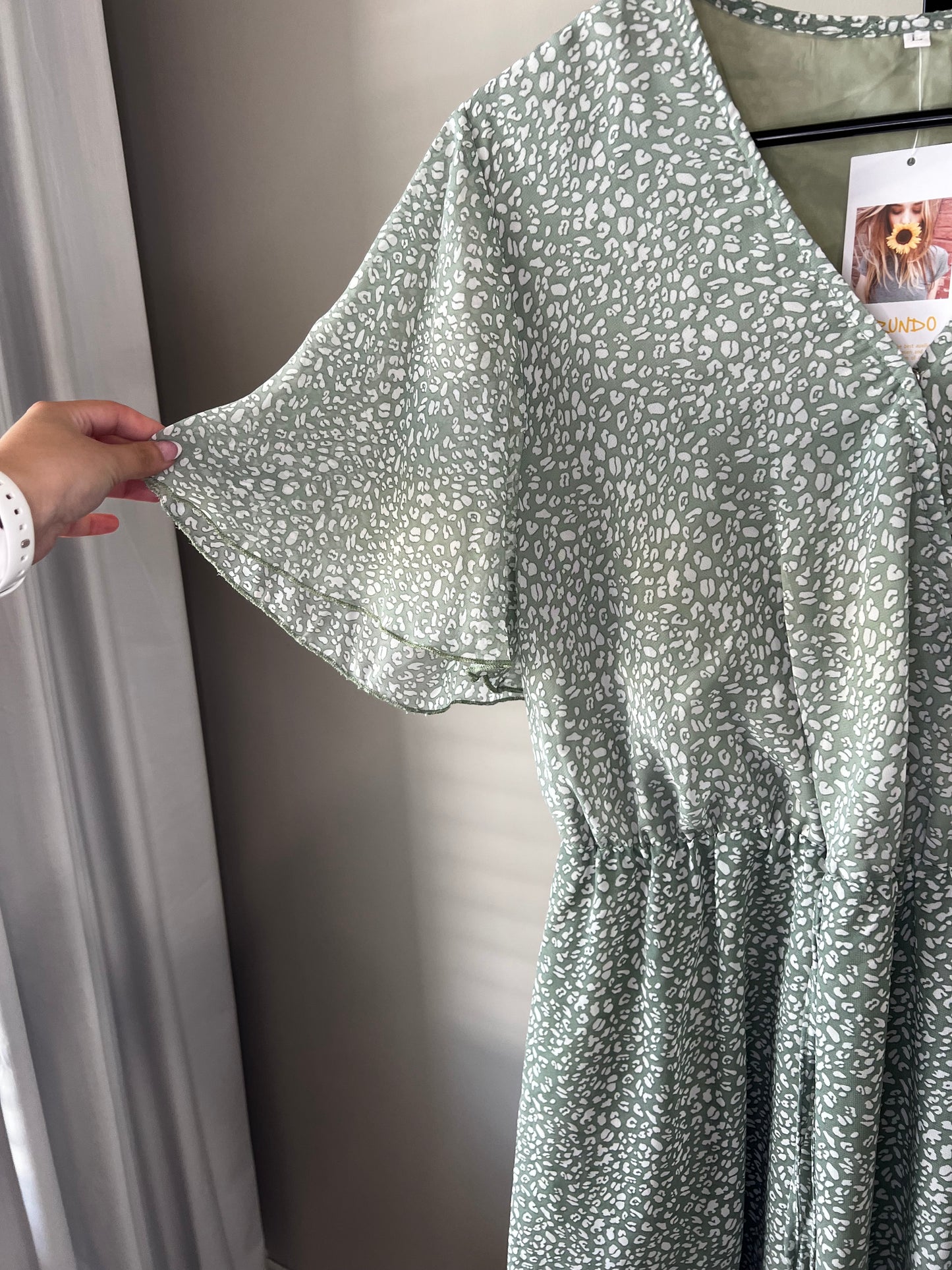 Sage Leopard Print Dress- Sz L