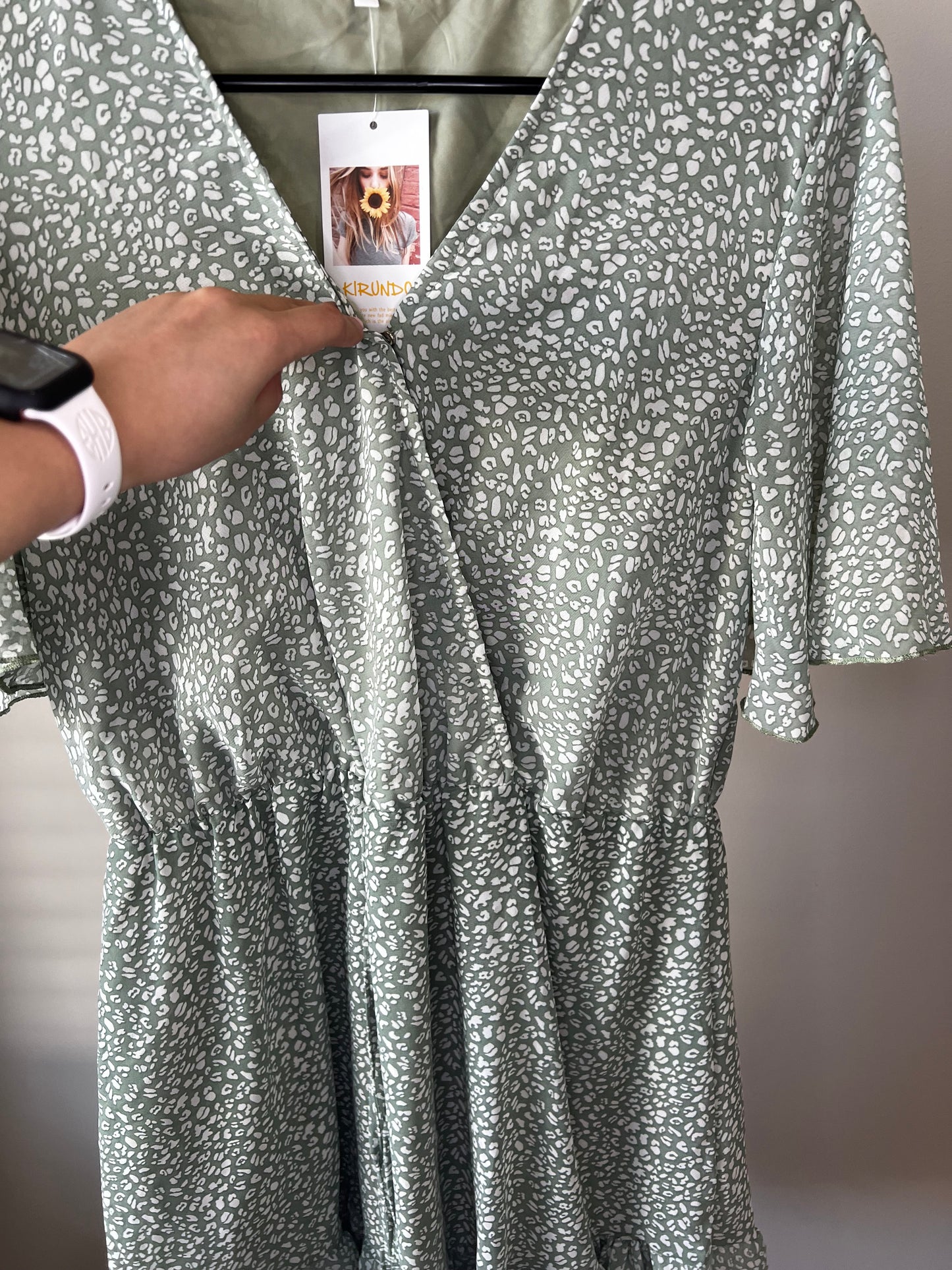 Sage Leopard Print Dress- Sz L