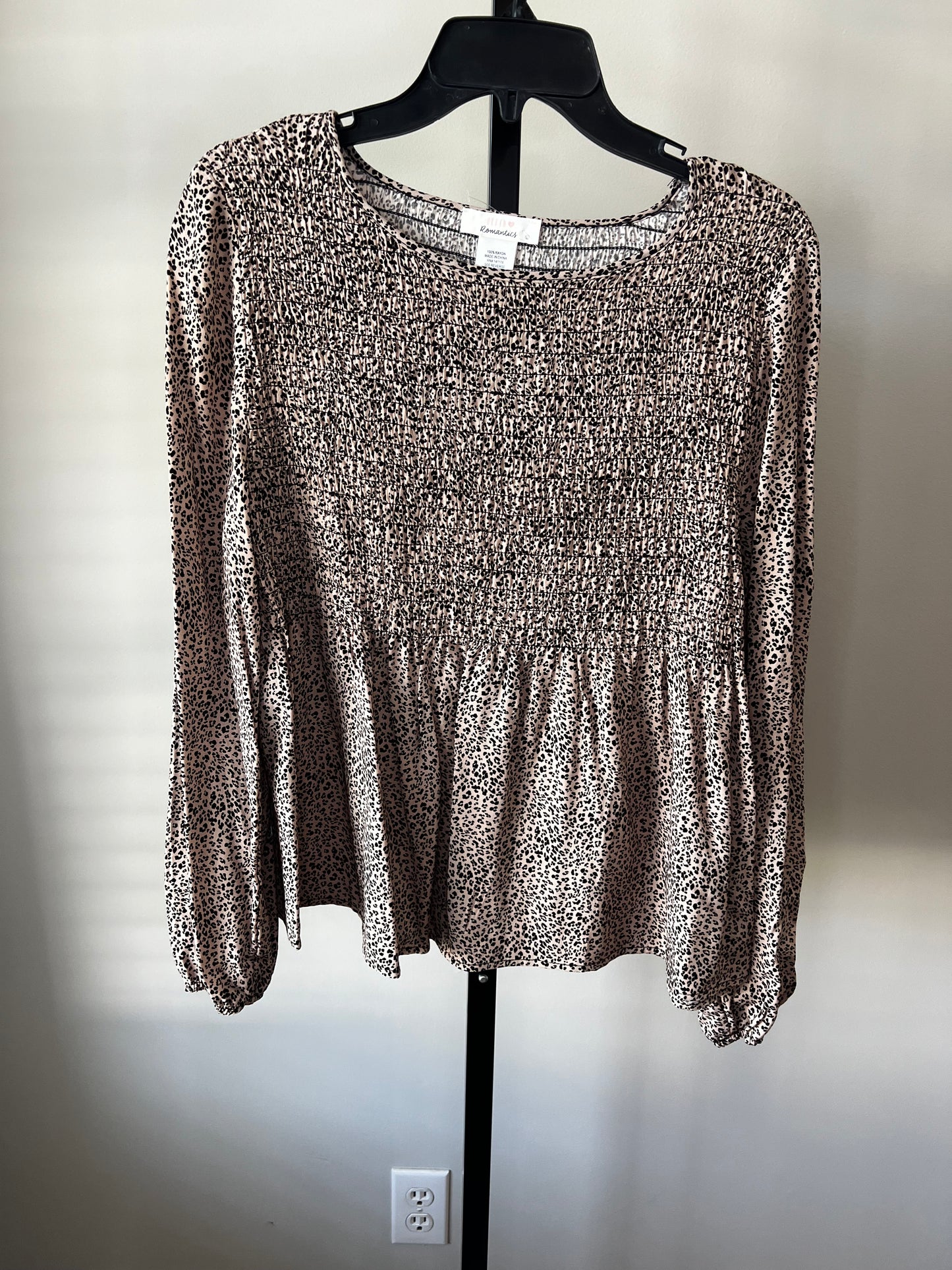 Leopard Smocked Long Sleeve- Sz L