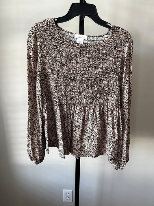 Leopard Smocked Long Sleeve- Sz L