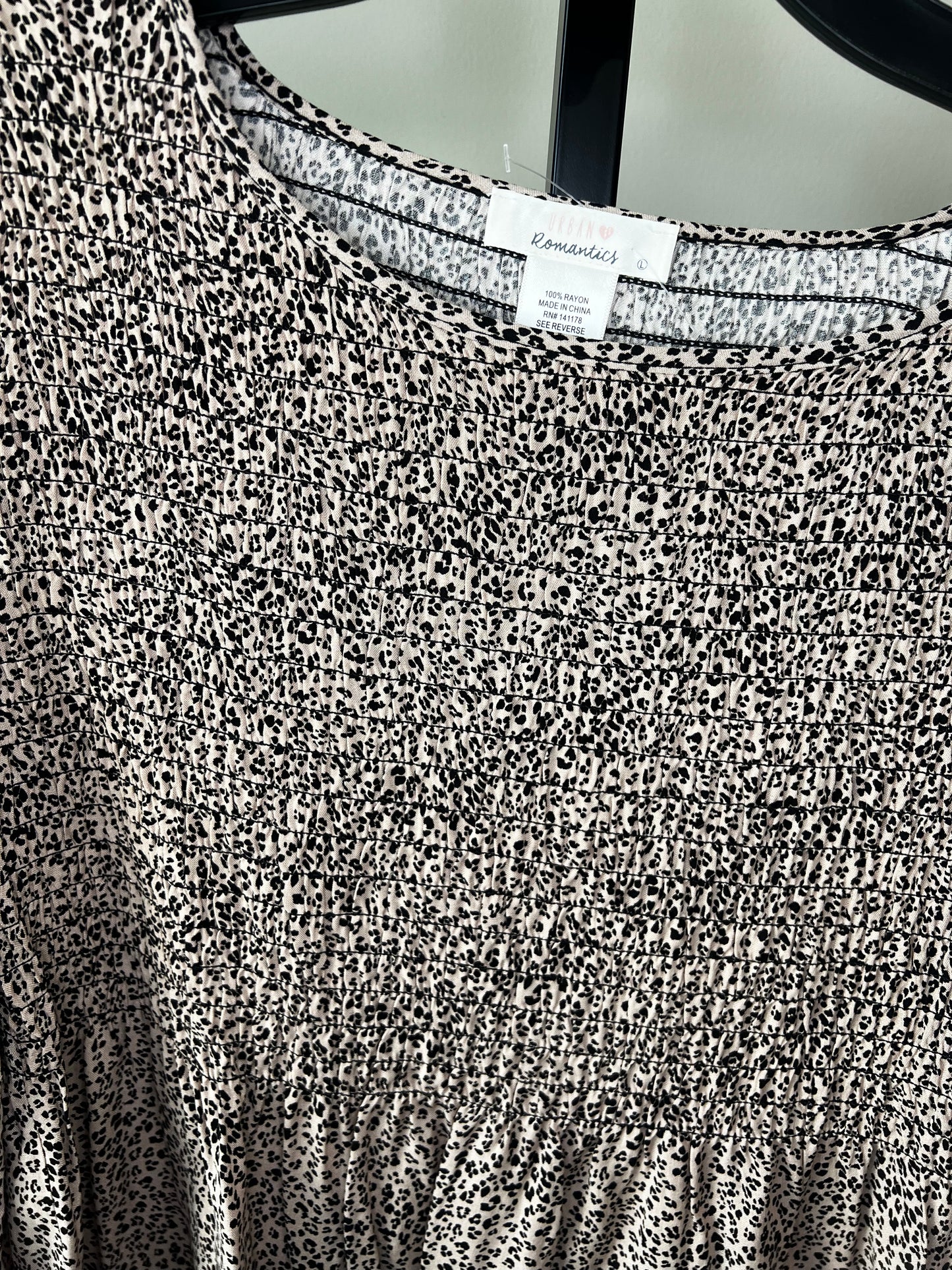 Leopard Smocked Long Sleeve- Sz L