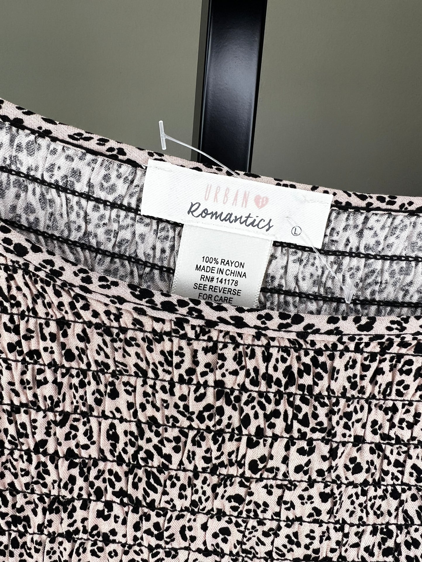 Leopard Smocked Long Sleeve- Sz L