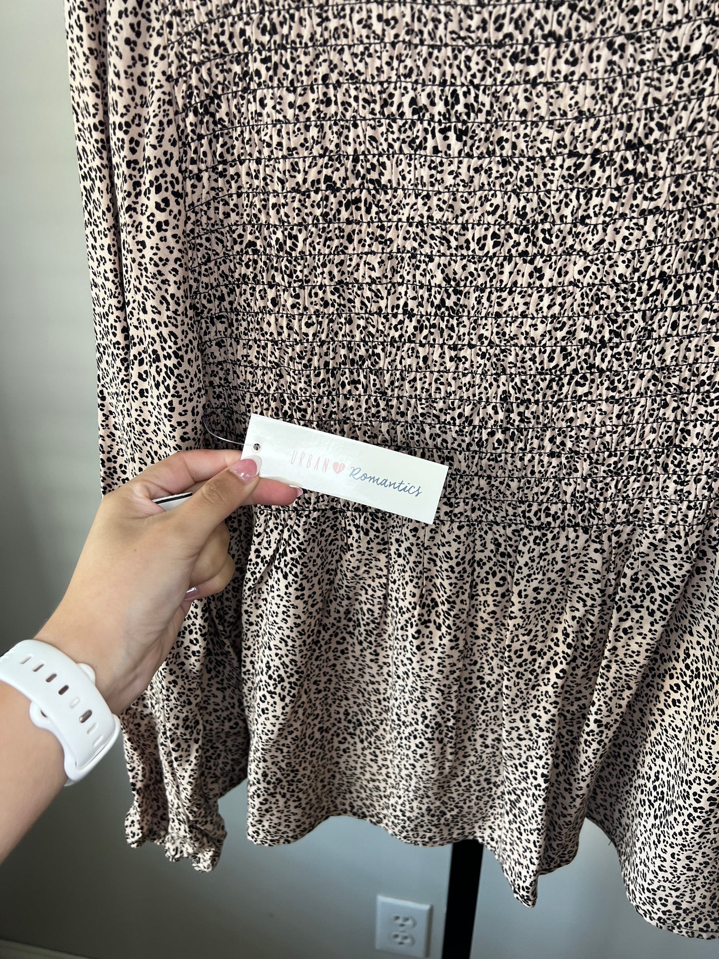 Leopard Smocked Long Sleeve- Sz L