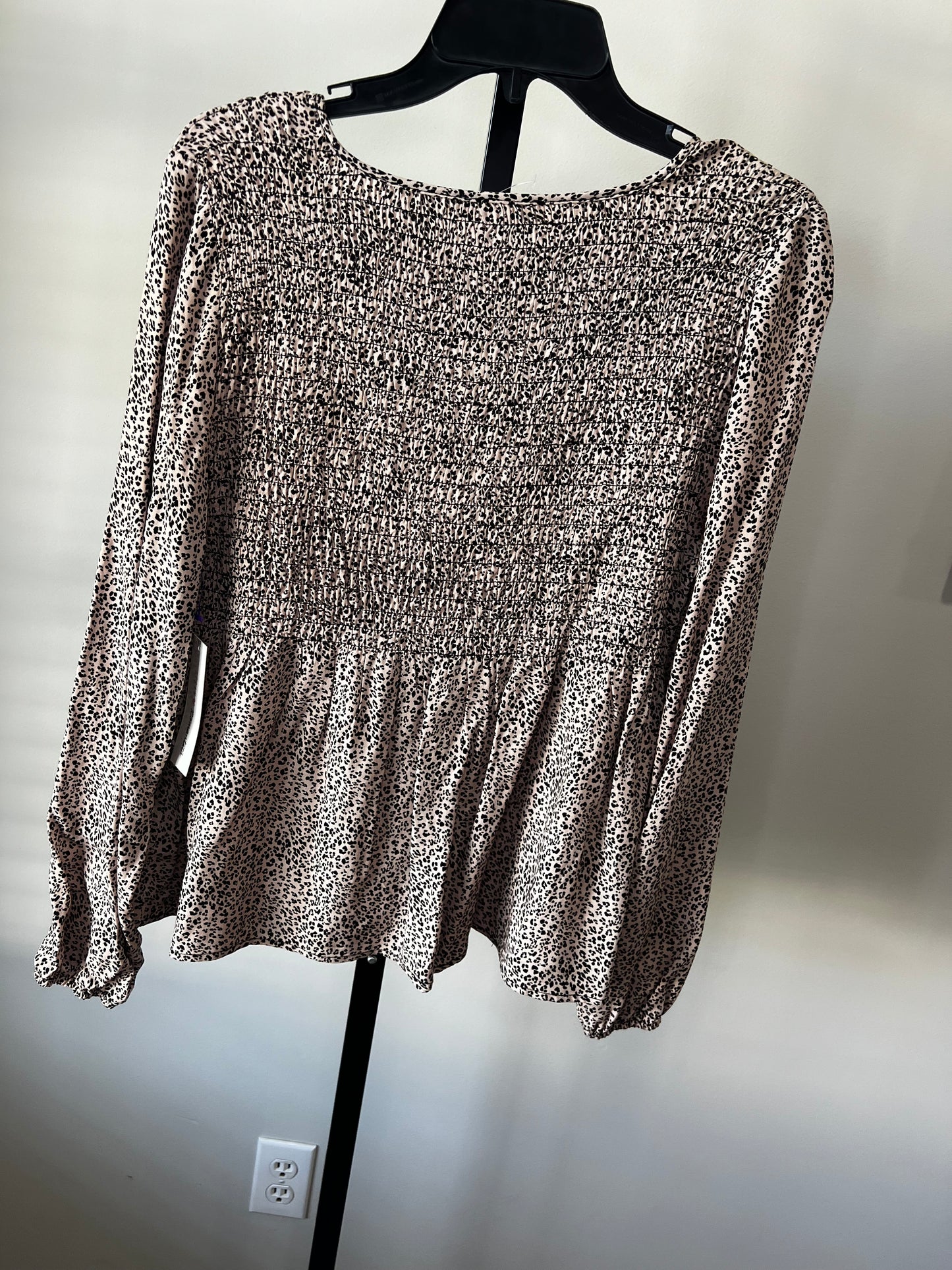 Leopard Smocked Long Sleeve- Sz L