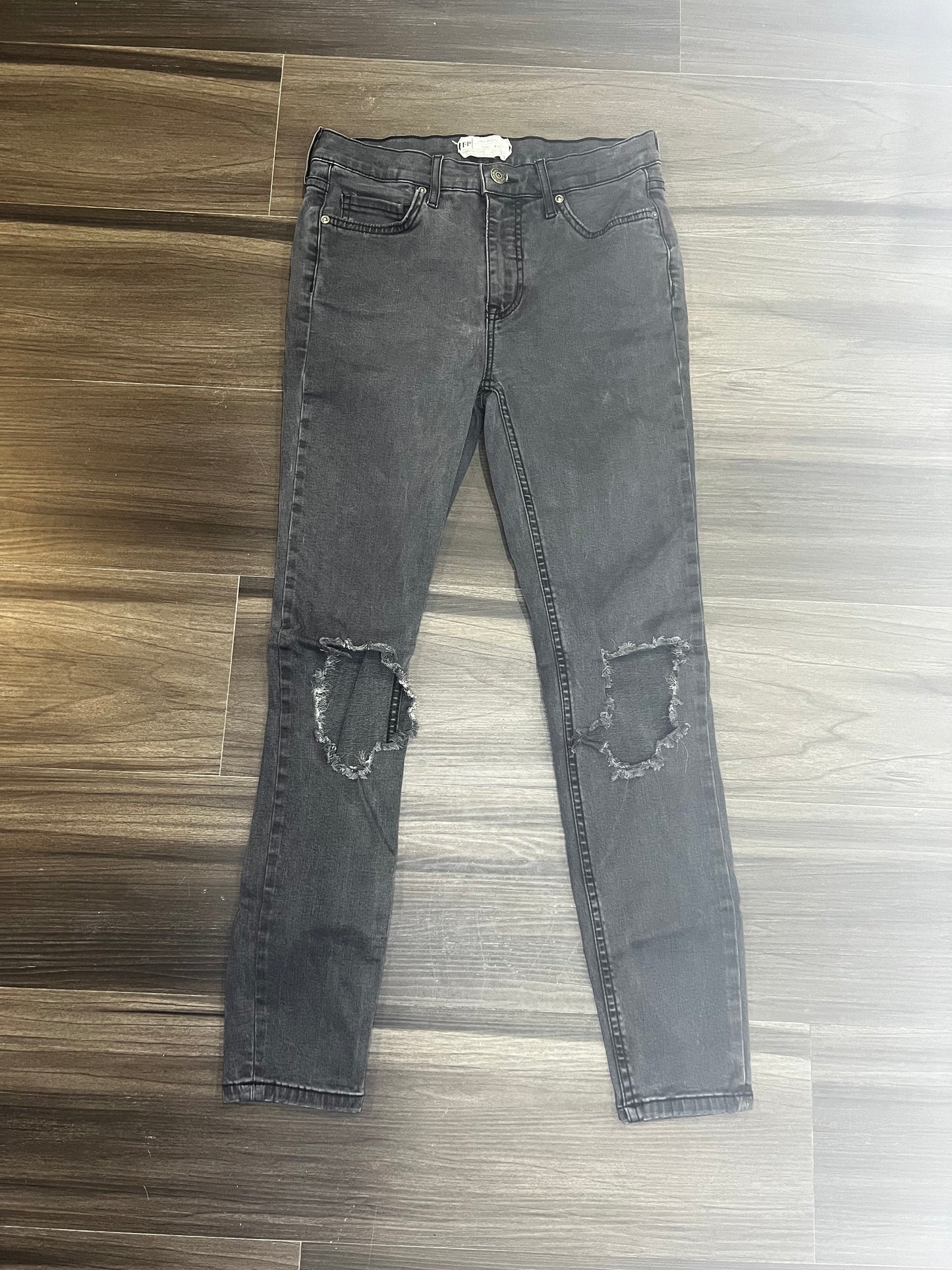 We The Free, Free People Black Distressed Skinny Jeans