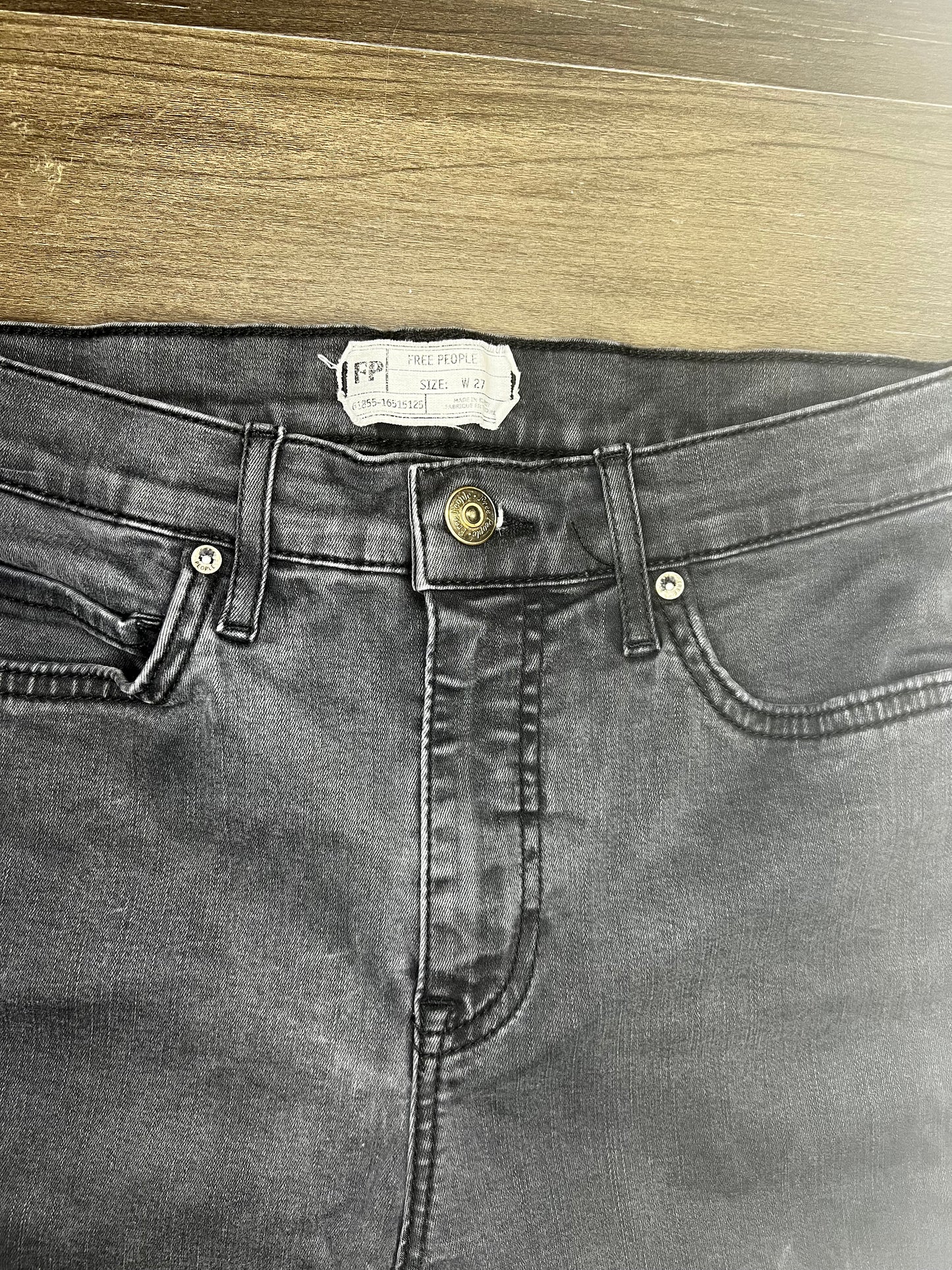 We The Free, Free People Black Distressed Skinny Jeans