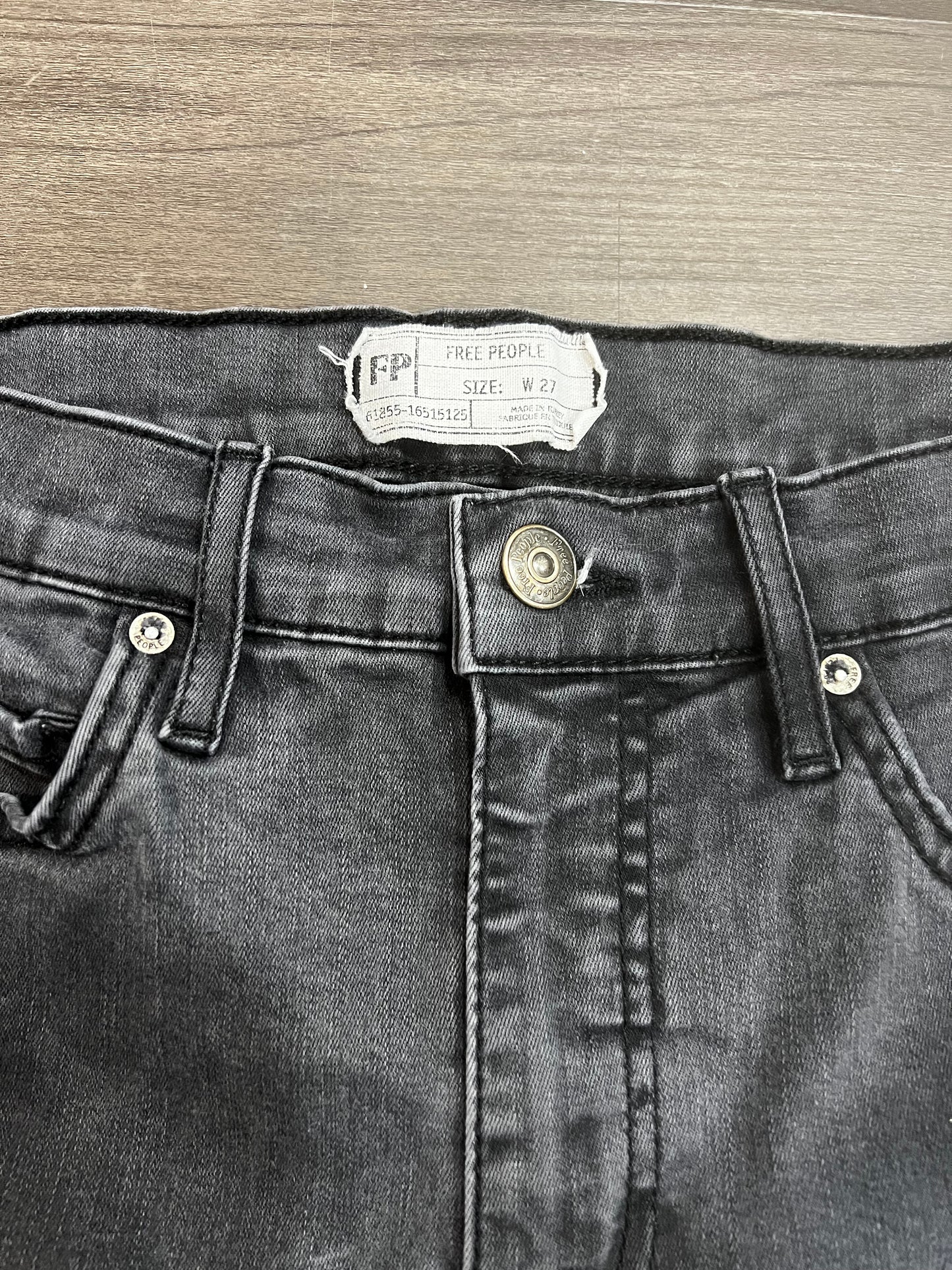 We The Free, Free People Black Distressed Skinny Jeans