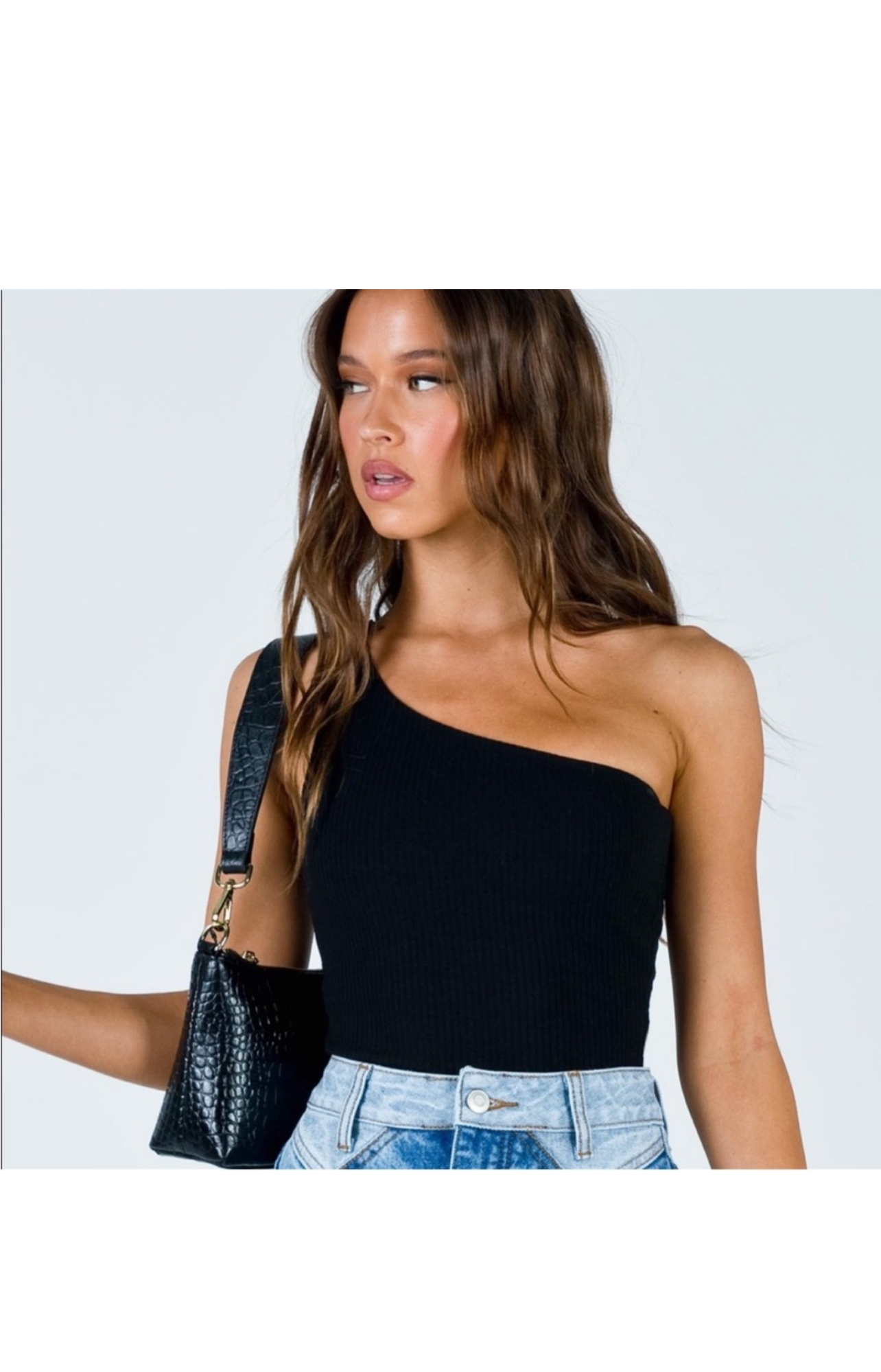 Princess Polly Ribbed One Shoulder Bodysuit