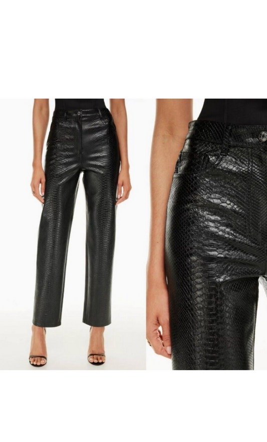 Aritzia Wilfred Free Snakeskin Leather Straight Leg Pants