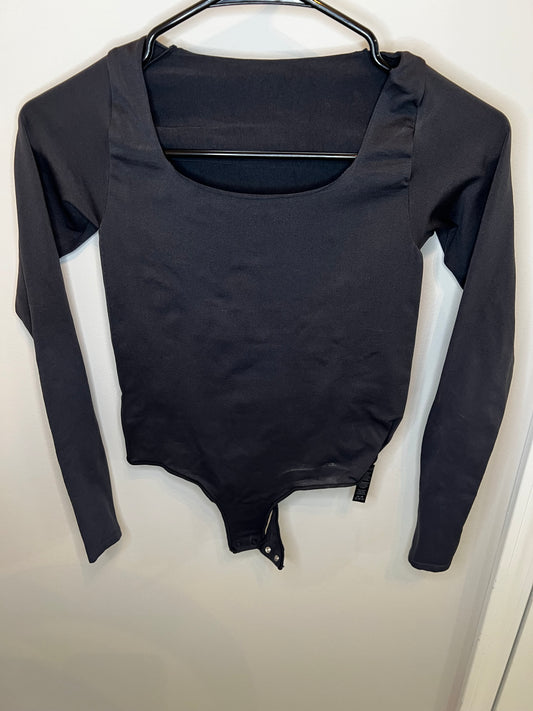 SKIMS Black Scoopneck Long Sleeve Bodysuit