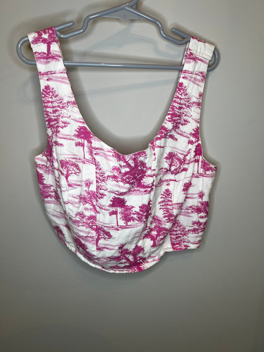 Midnight Sky Cropped Pink Palm Tree Tank