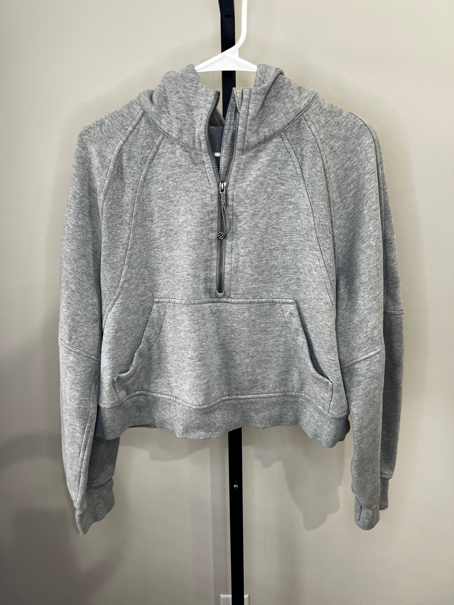 Lululemon Gray Hooded Quarter Zip Scuba- M/L