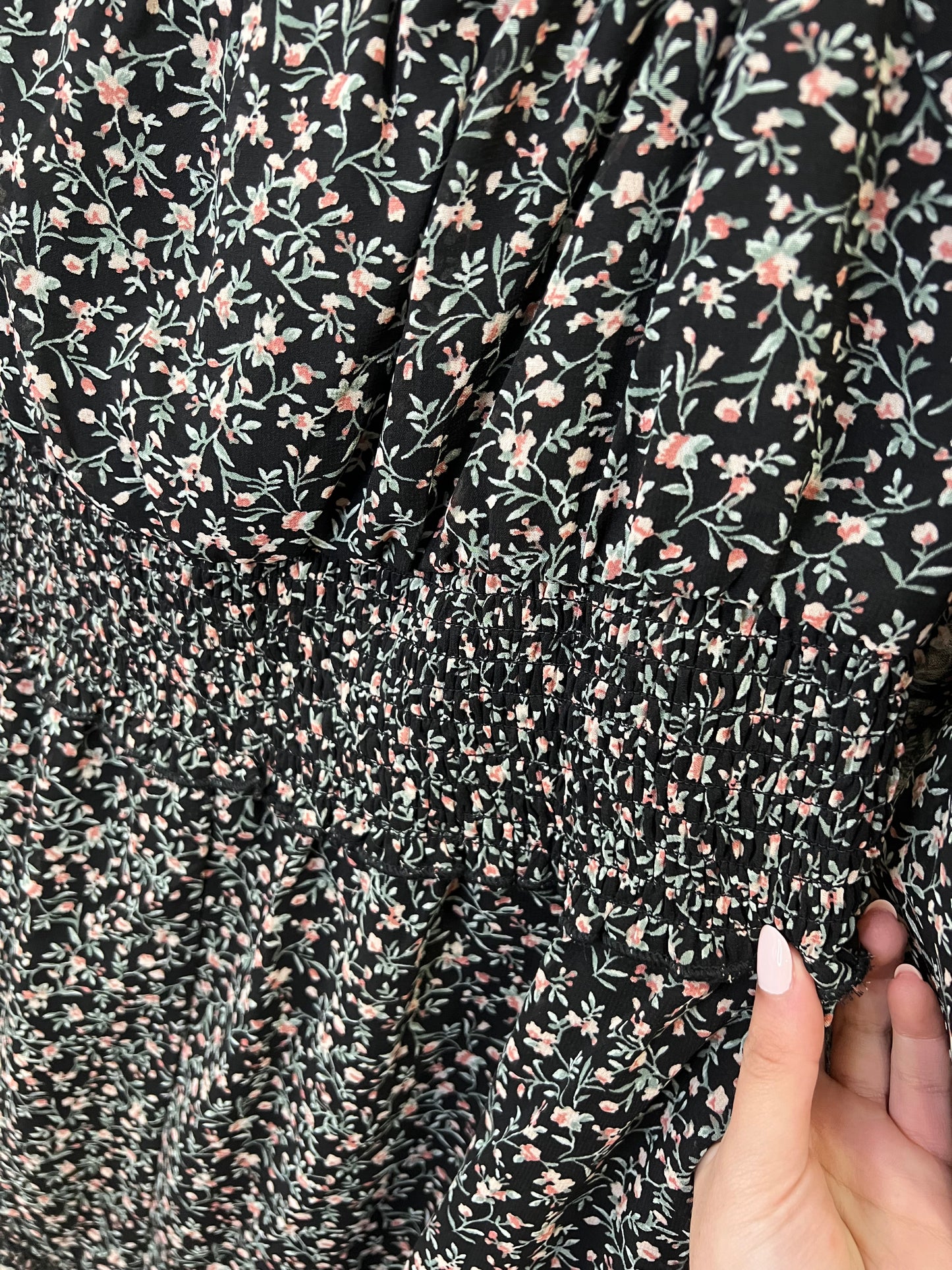 Indulge Black Floral Long Sleeve Dress- XL