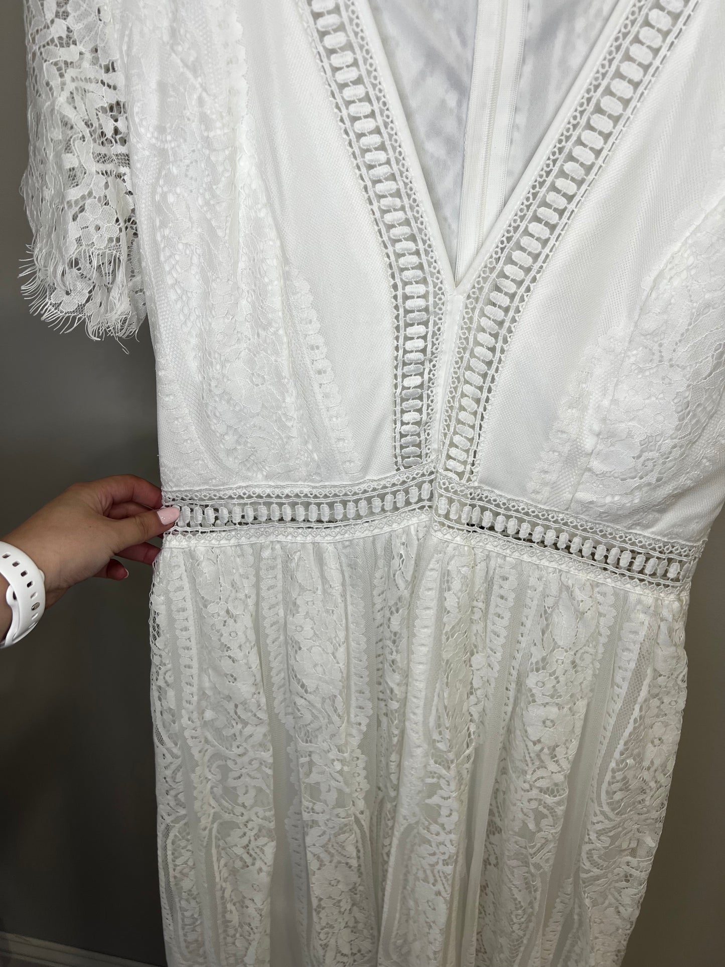 White Lace Maxi Dress- Medium