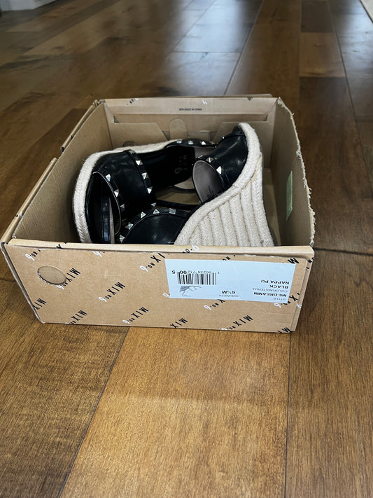 Mix No 6 Black Studded Wedges- Sz 6.5
