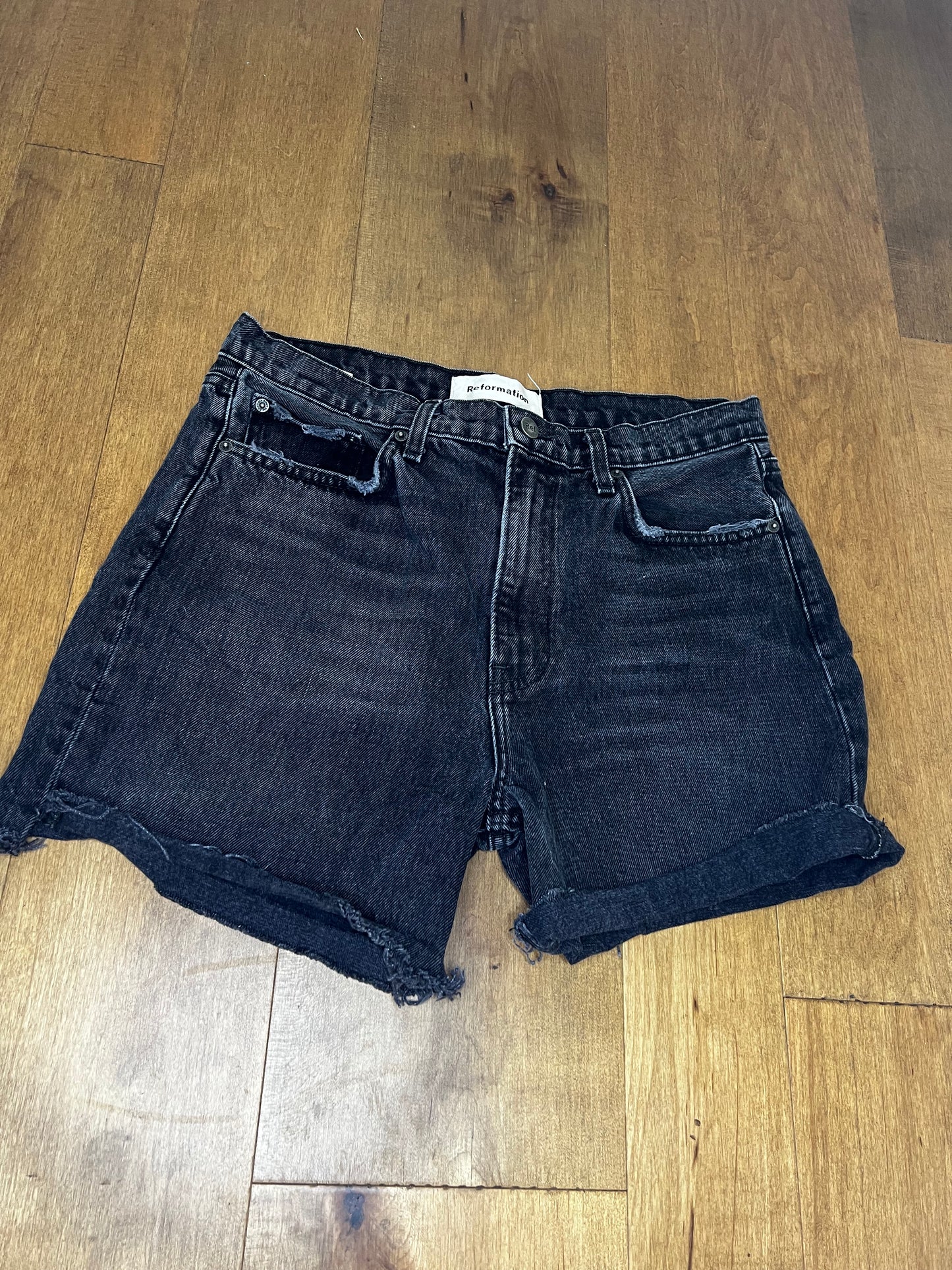 Reformation Black Denim Shorts- Sz 30